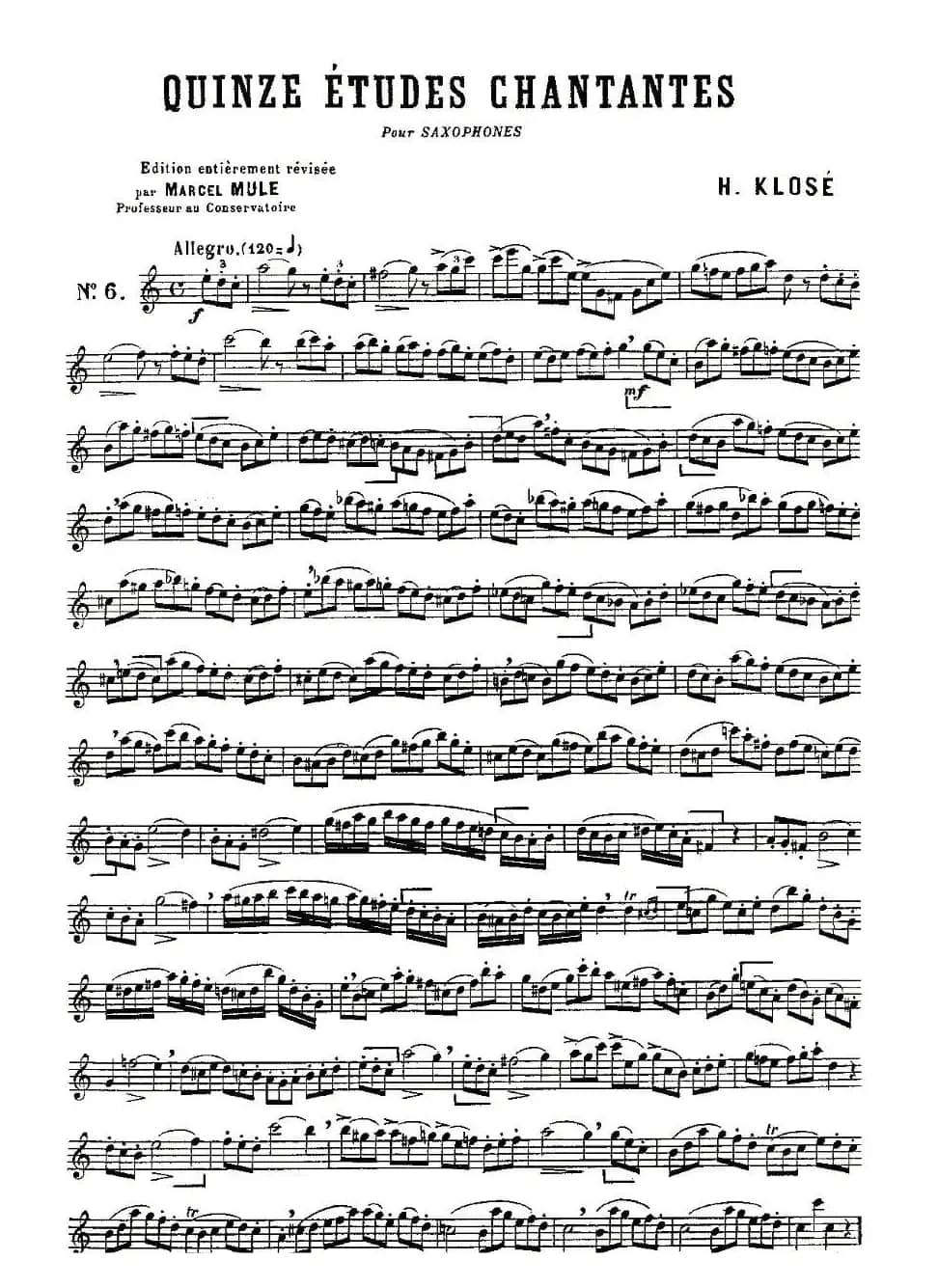 Klose Etudes Chantantes Pour Saxophone（练习曲之六）