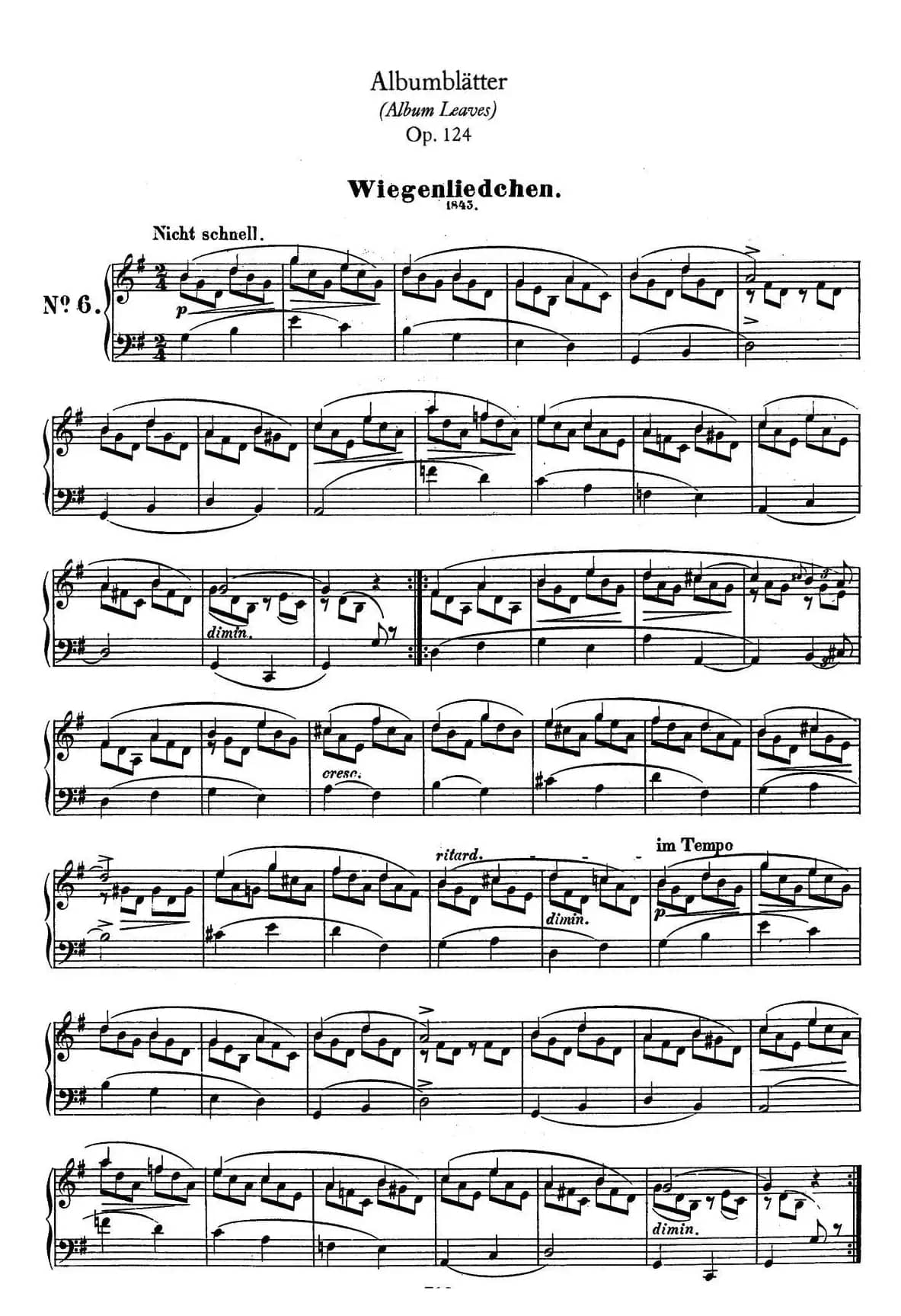 Albumblätter Op.124（纪念册页）（No.6）