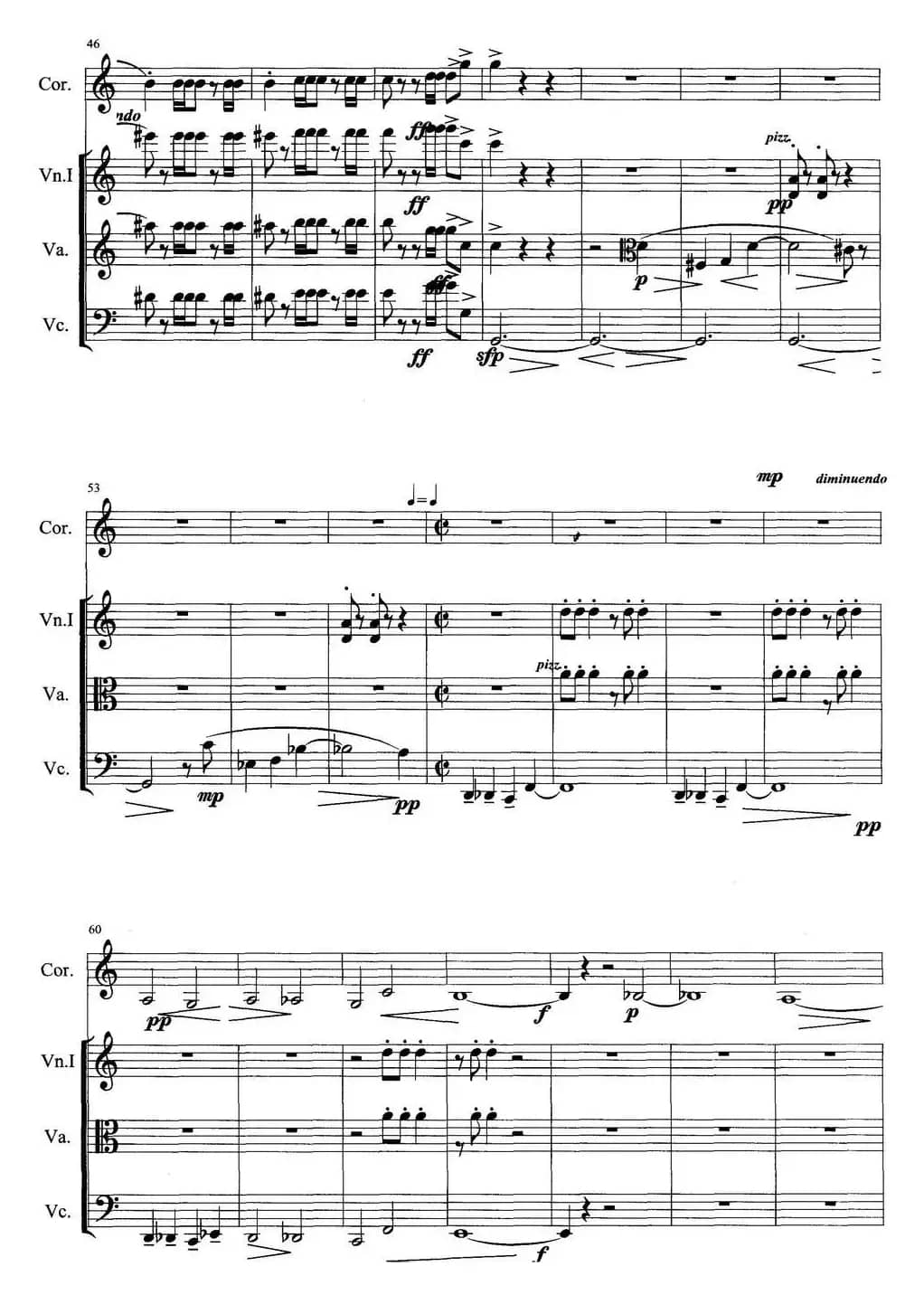 圆号与三件弦乐