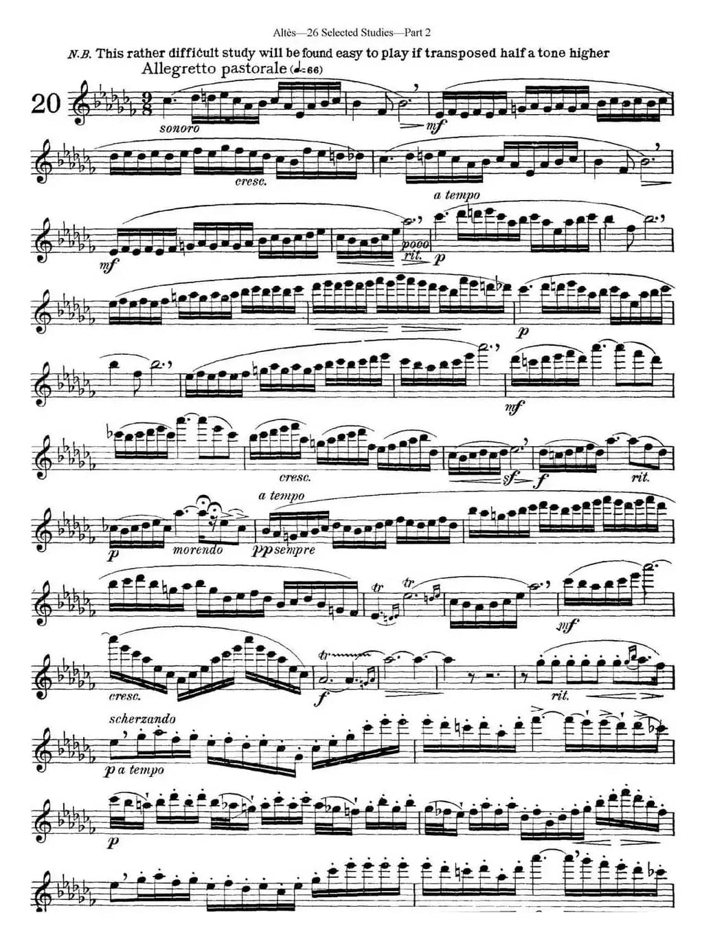 阿尔泰斯26首精选长笛练习曲（NO.20）