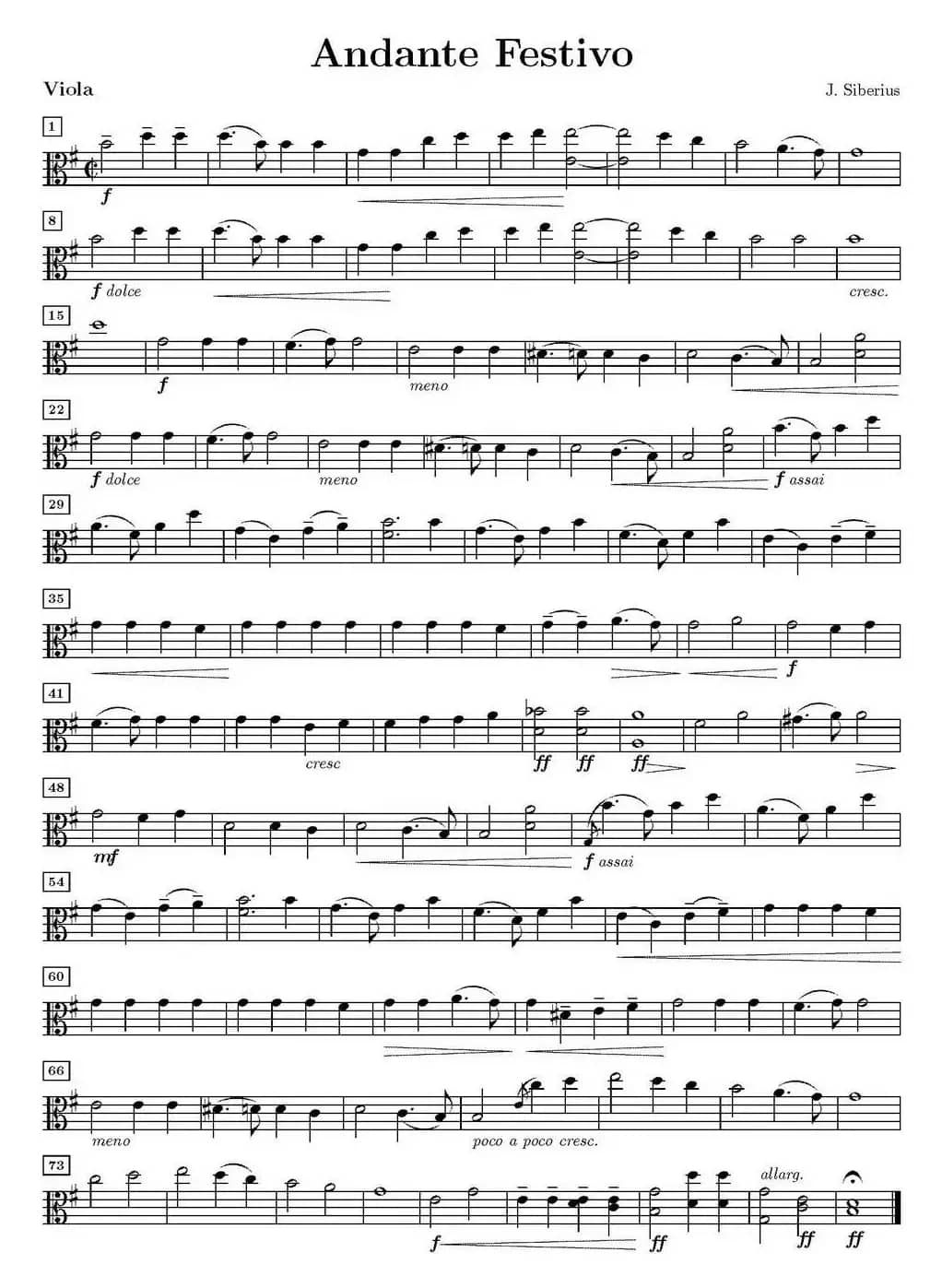 Andante Festivo（活泼的行板、中提琴分谱）
