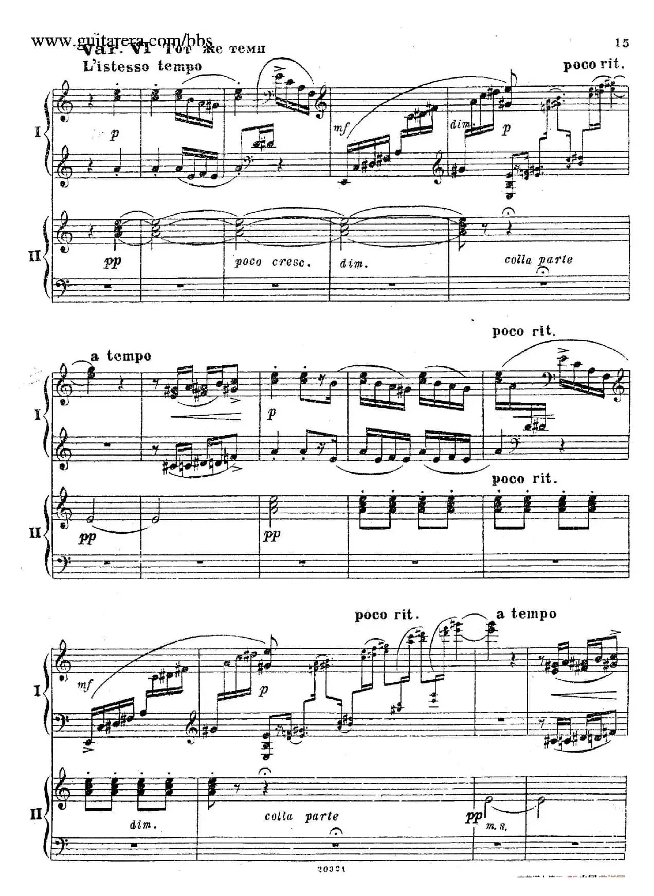 Rhapsody On A Theme Of Paganini Op.43（帕格尼尼主题狂想曲·双钢琴）（P1——20）