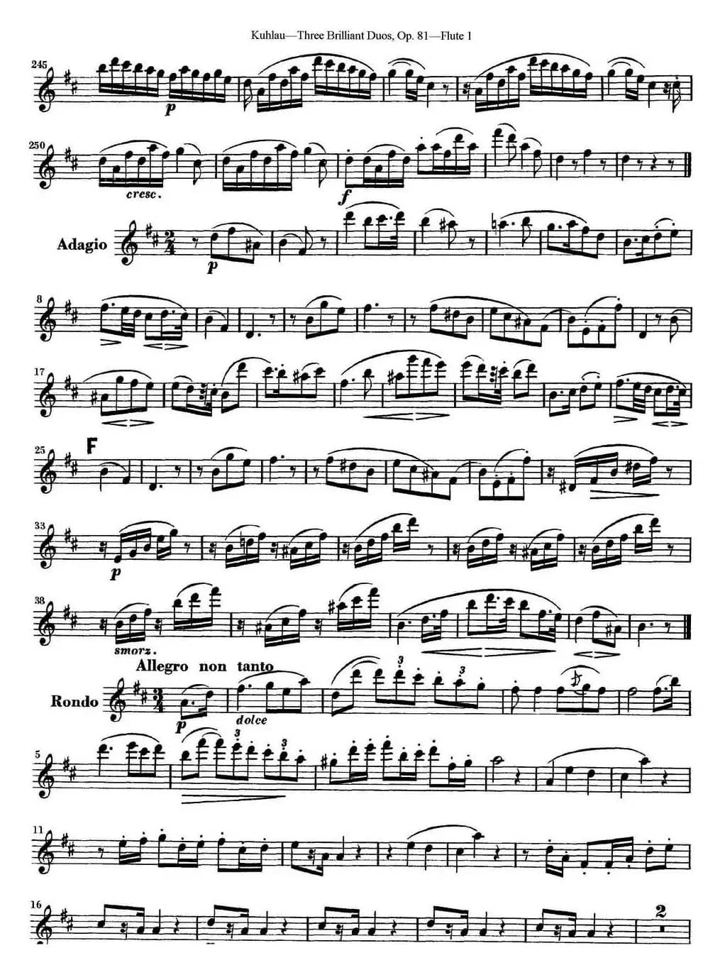 库劳长笛二重奏练习三段OP.81——Flute 1（NO.1）