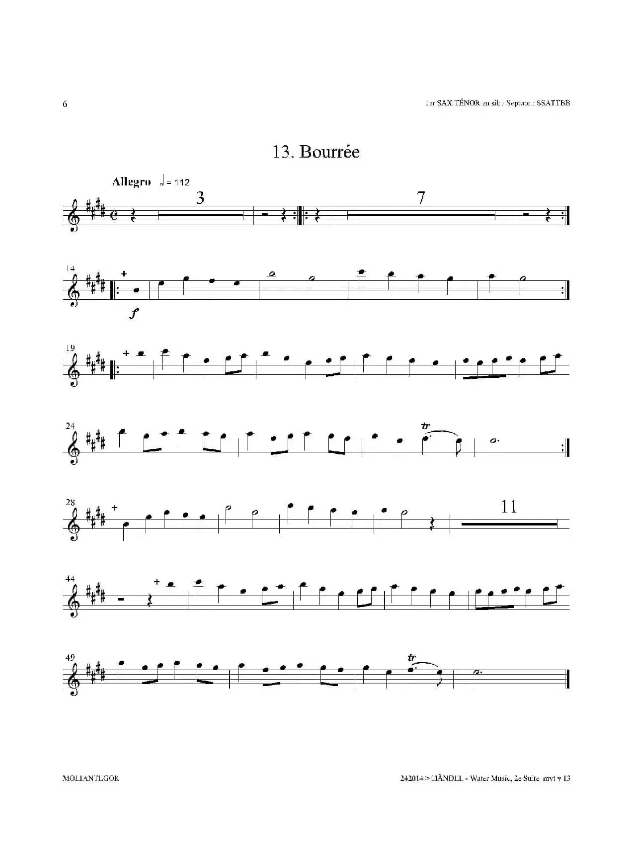 Water Music（HWV.349 No.2）（第一次中音萨克斯）