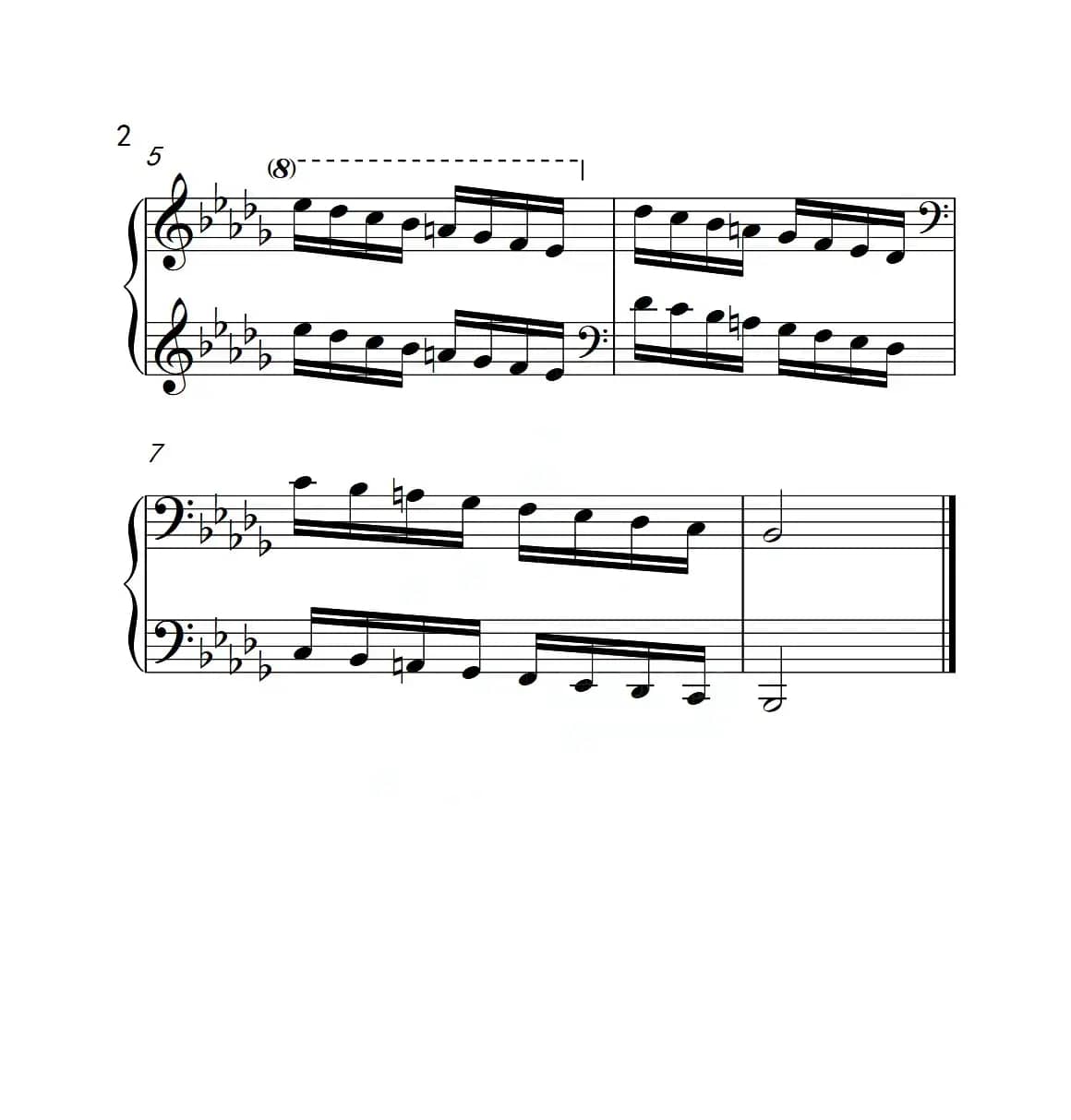 第六级 降b小调音阶（中国音乐学院钢琴考级作品1~6级）