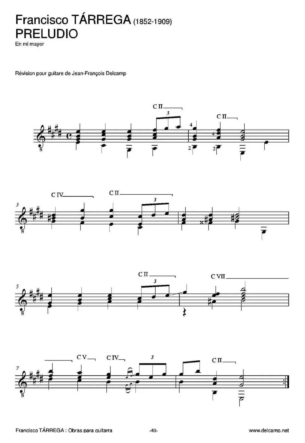 PRELUDIO(En mi mayor)（古典吉他）