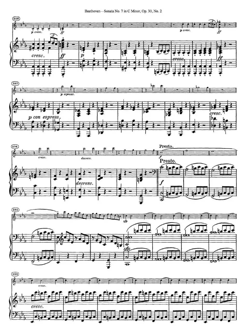Violin Sonata No.7 in C Minor Op.30 No.2（小提琴+钢琴伴奏）