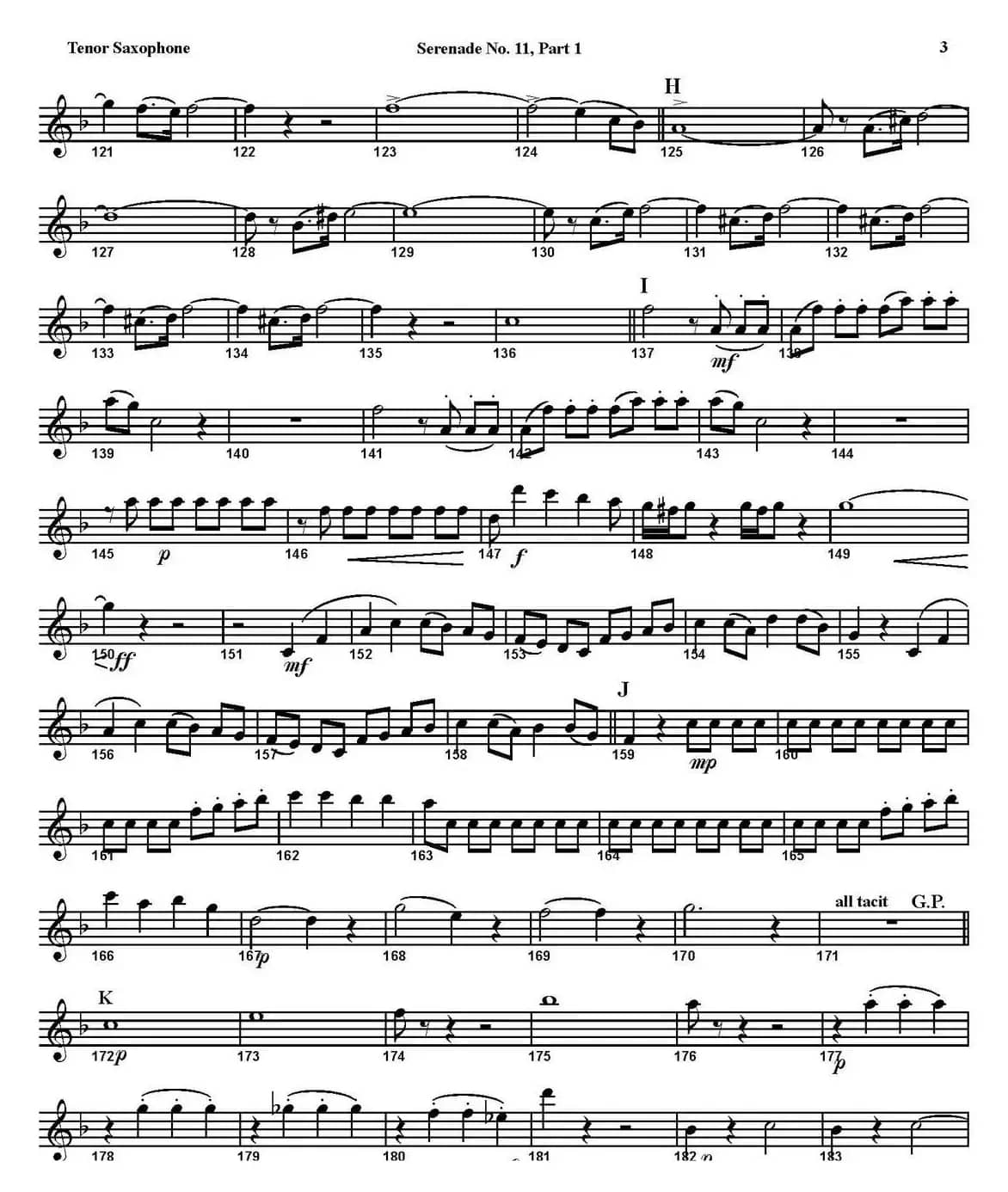 SERENADE No.11 in Eb，K.375 Part 1（四重奏·次中音萨克斯分谱）