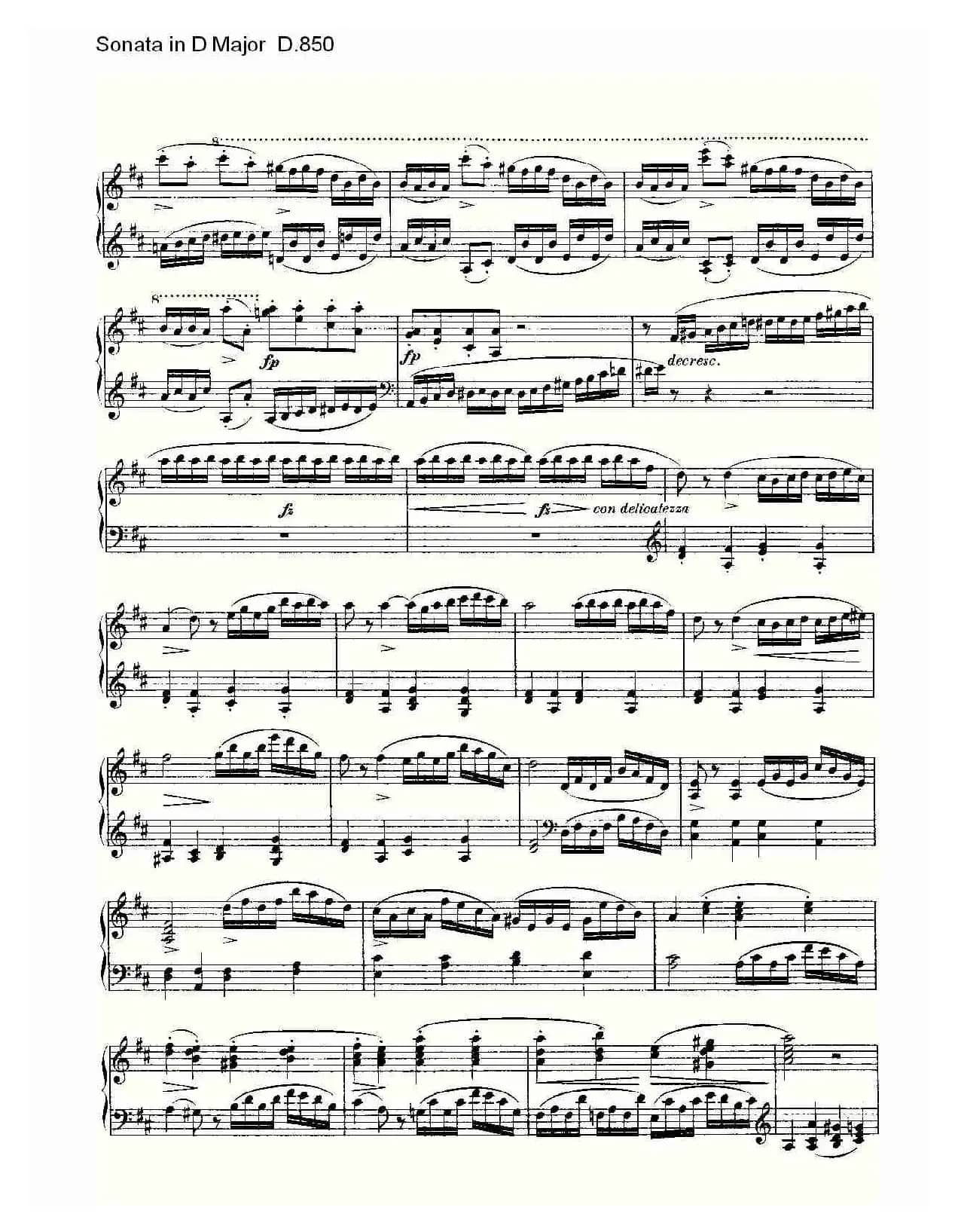 Sonata in D Major D.850（D大调奏鸣曲 D.850）