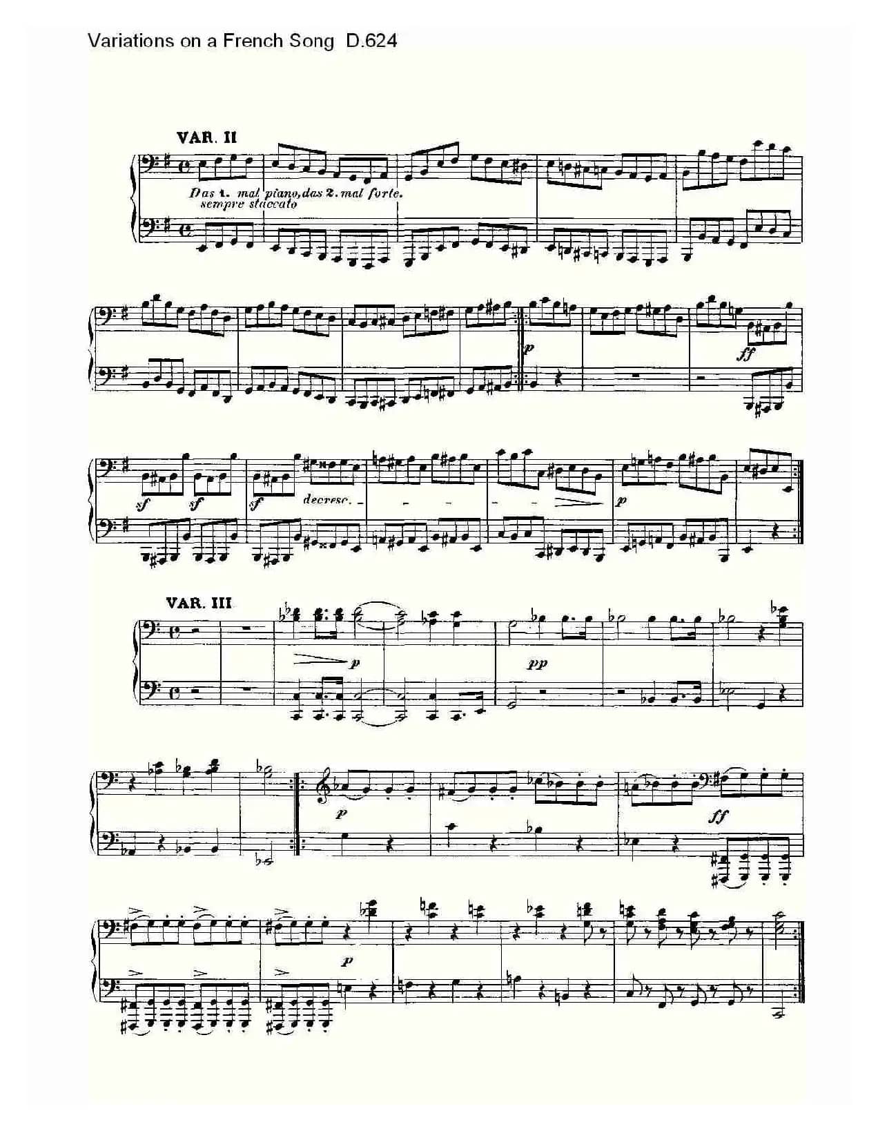 Variations on a French Song D.624（法国歌曲变鸣曲 D.624）
