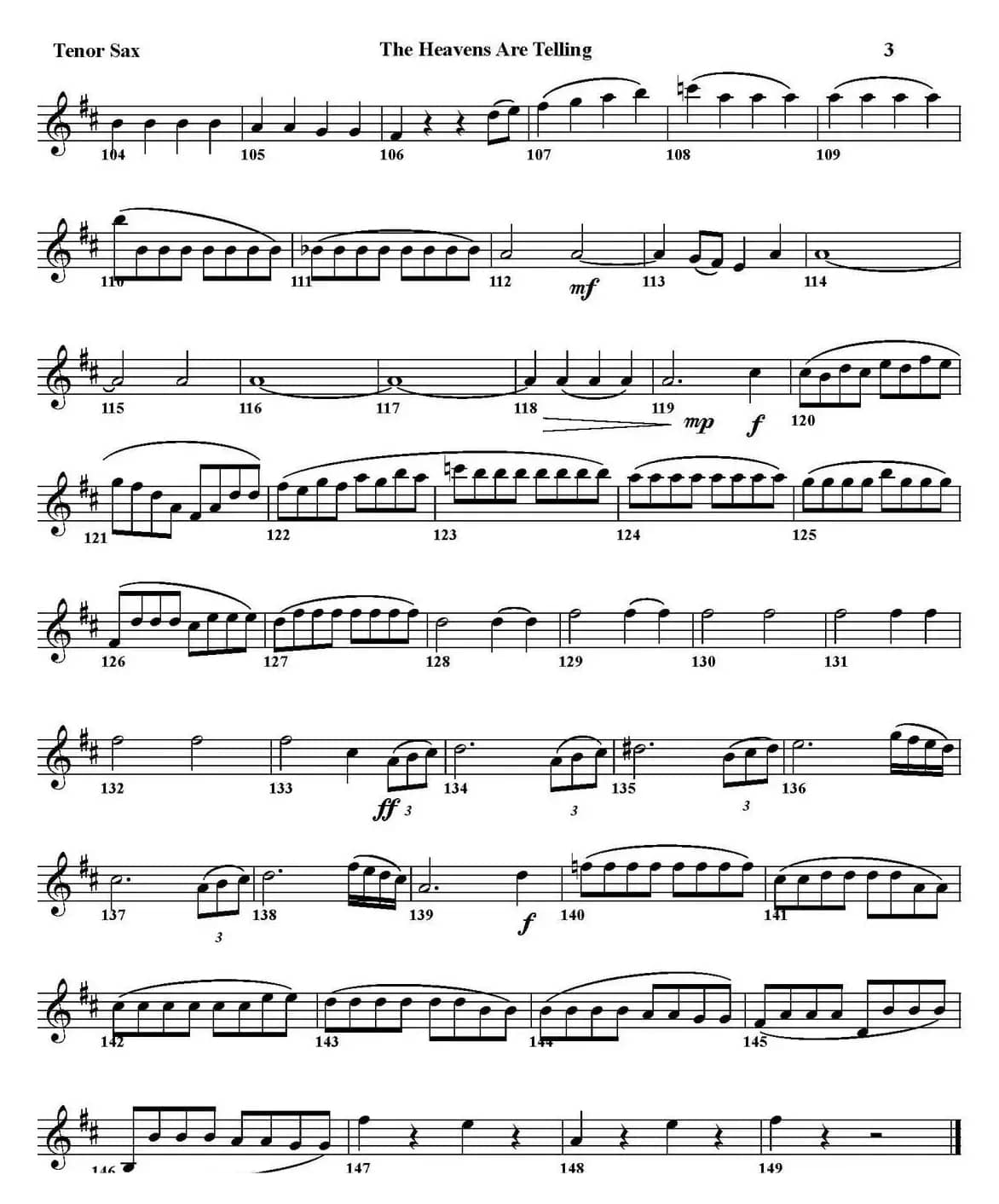 THE HEAVENS ARE TELLING（四重奏·次中音萨克斯分谱）