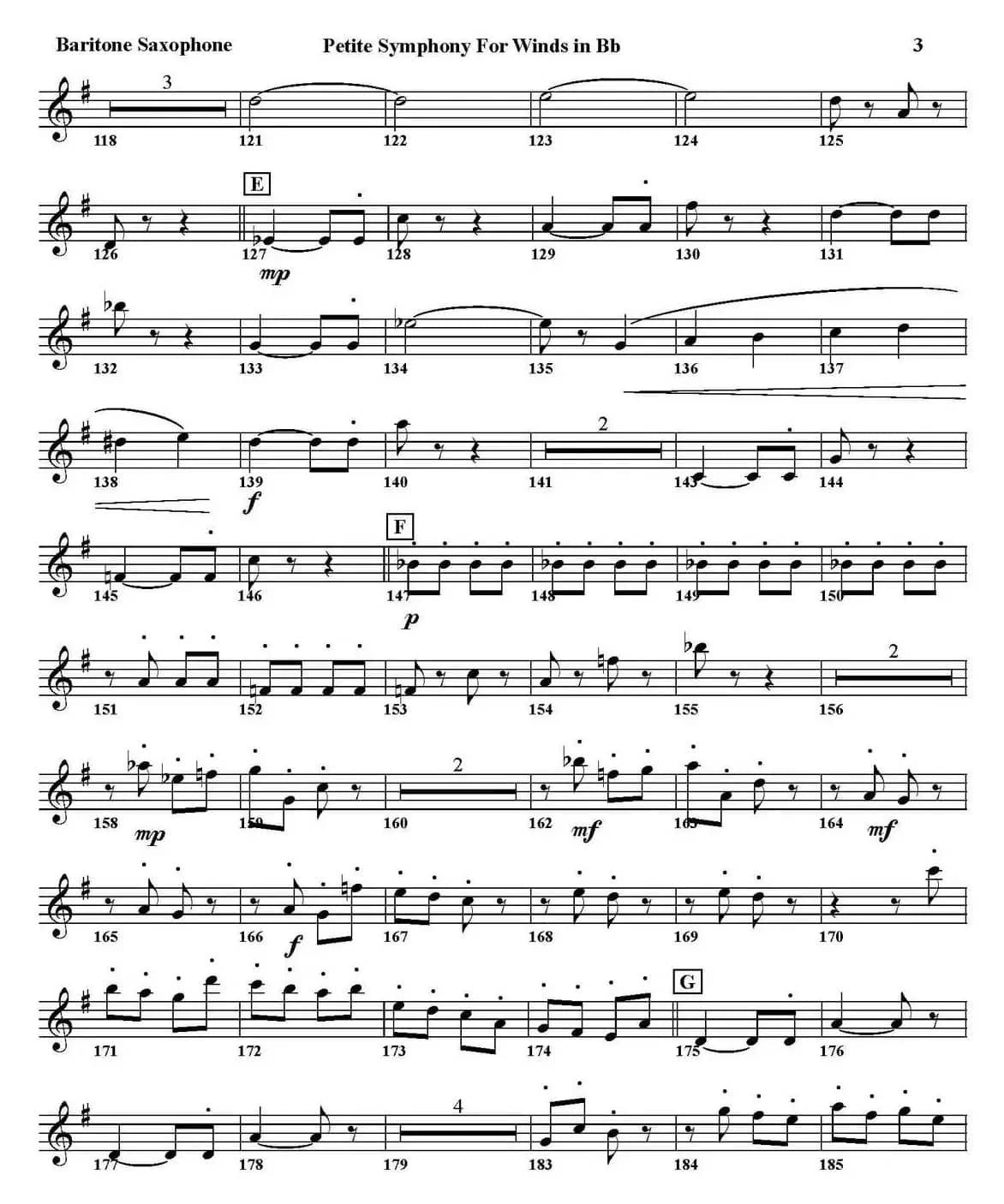 Petite Symphony For Winds in Bb（四重奏·上低音萨克斯分谱）