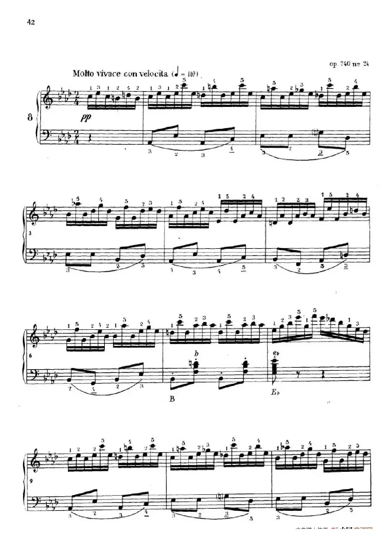 《车尔尼手风琴练习曲集》第Ⅳ册（第8首）