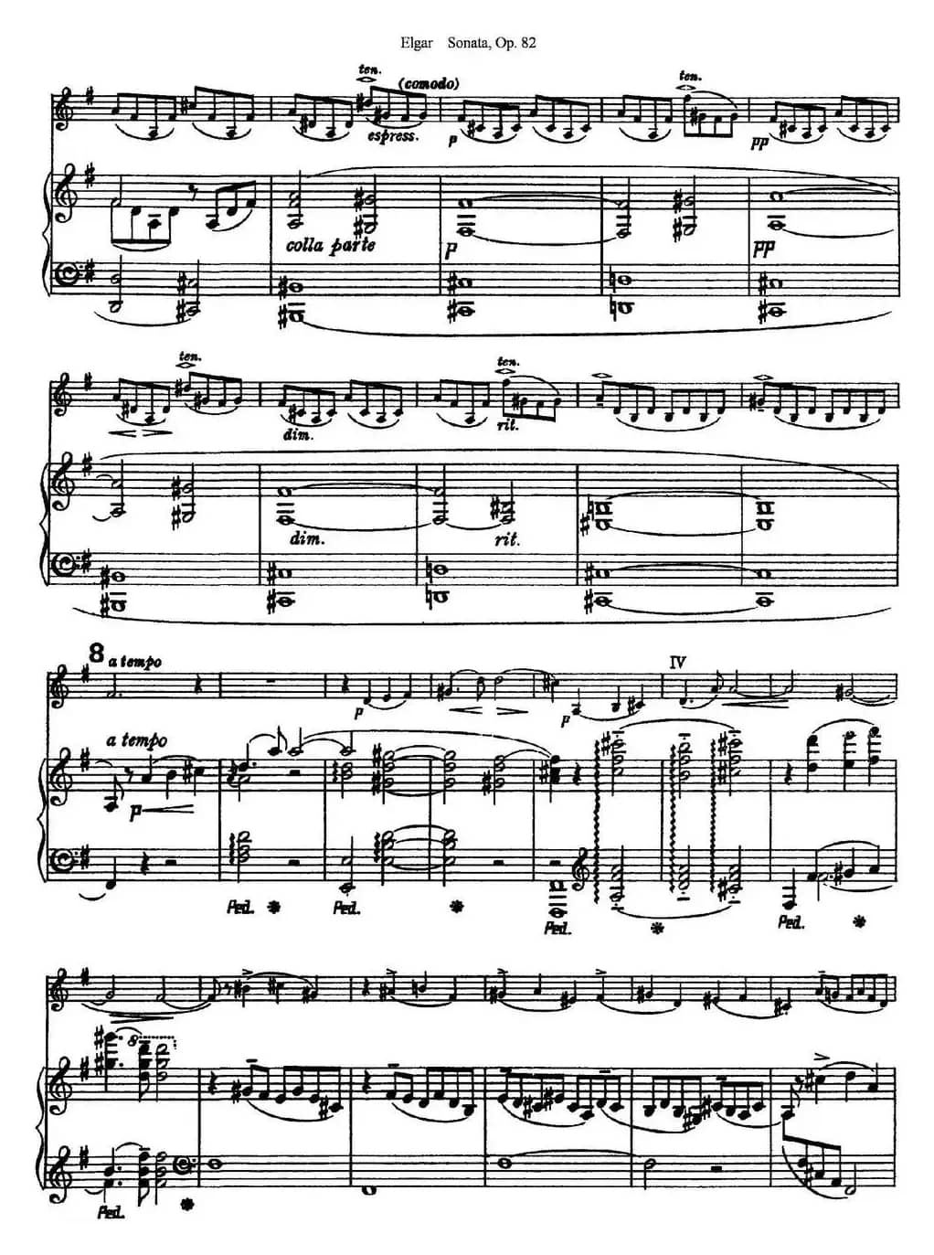 Violin Sonata Op.82（小提琴+钢琴伴奏）