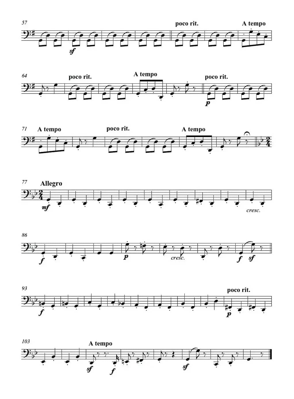 匈牙利舞曲（弦乐四重奏大提琴分谱）