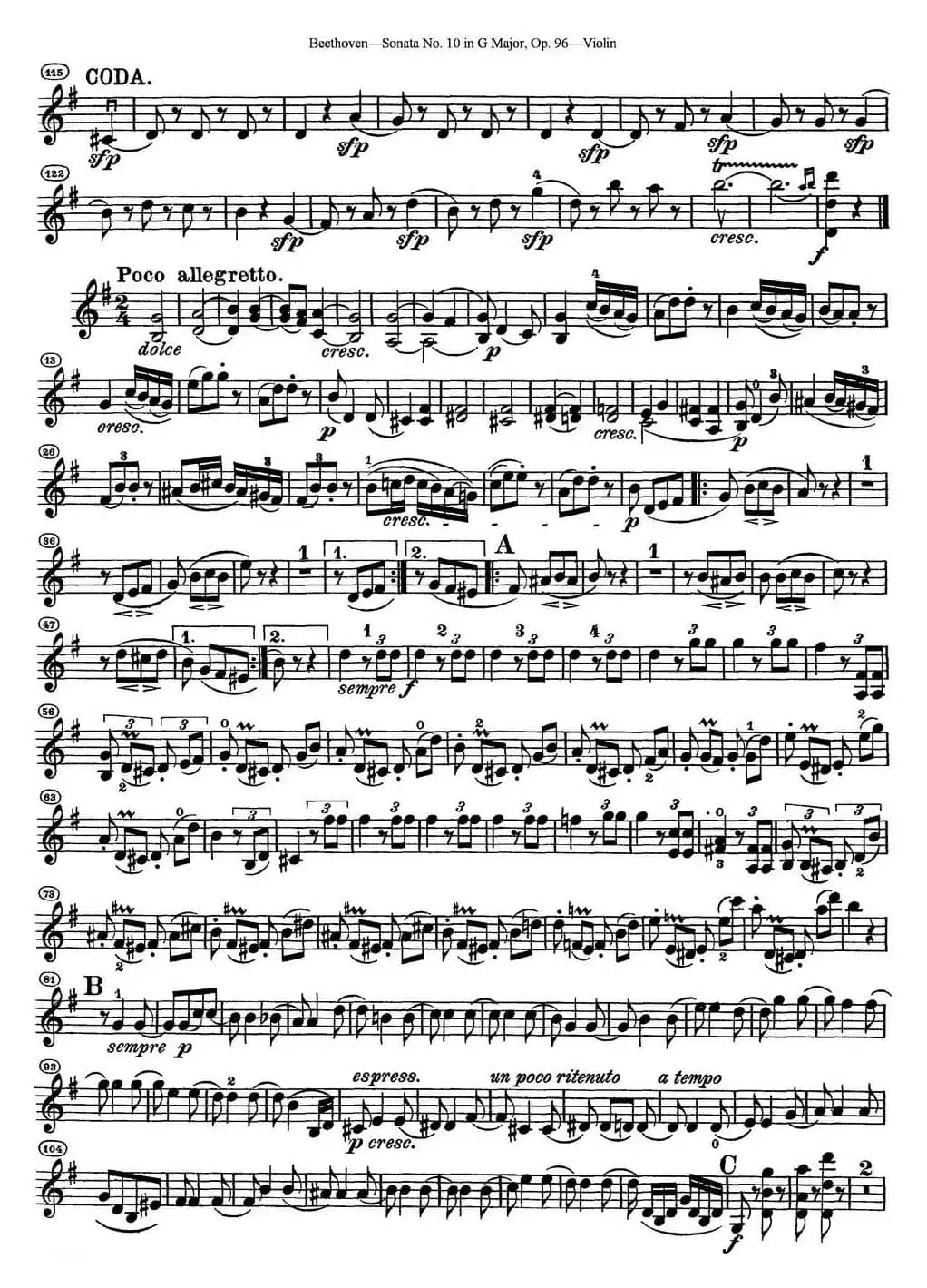 Violin Sonata No.10 in G Major Op.96