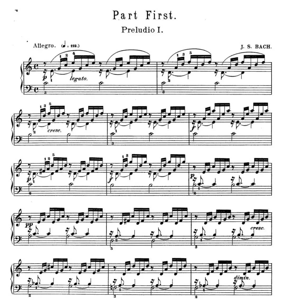 巴赫《平均律钢琴曲集·第一卷》之前奏曲（NO.1）