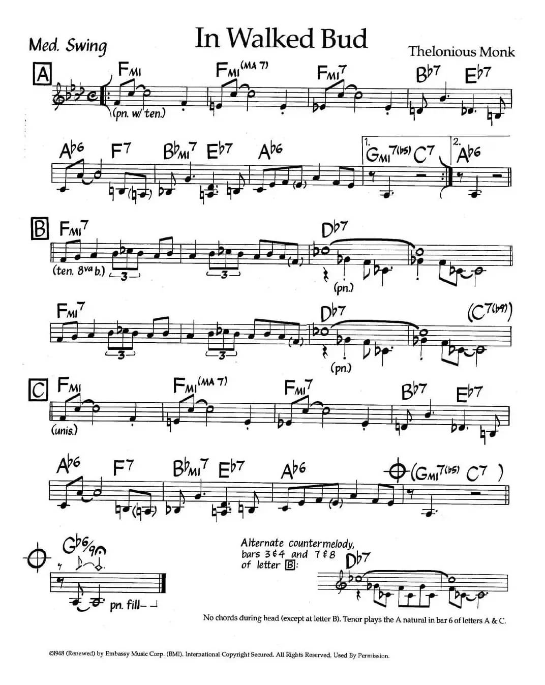 In Walked Bud（爵士钢琴曲）