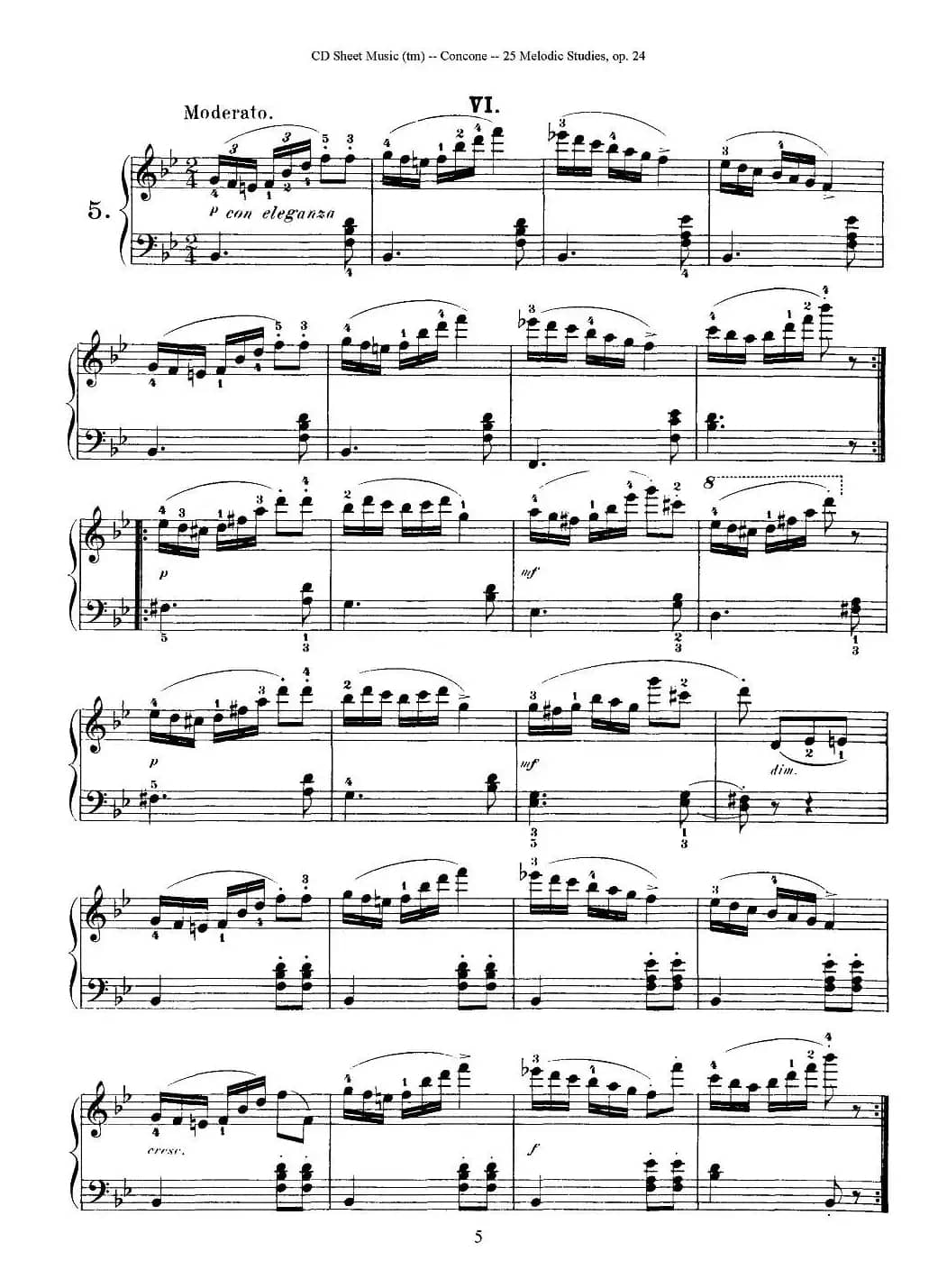 Concone - 25 Melodic Studies easy and progressive（1—5）