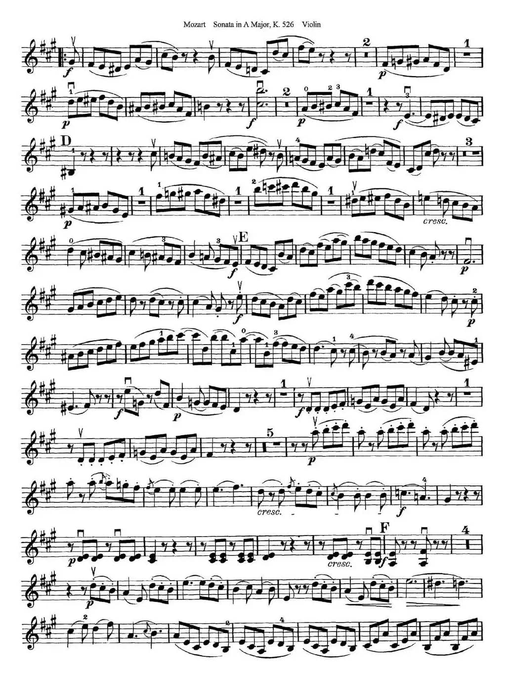 Violin Sonata in A Major K.526