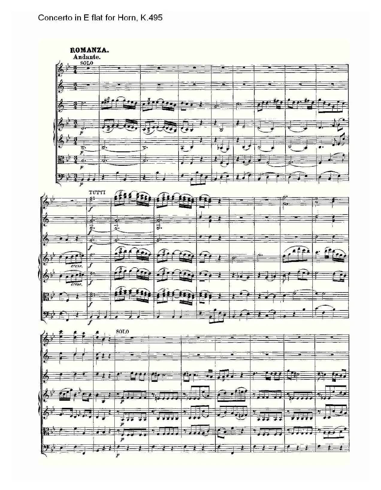 Concerto in E flat for Horn, K.495(Eb调法国号协奏曲, K.4)