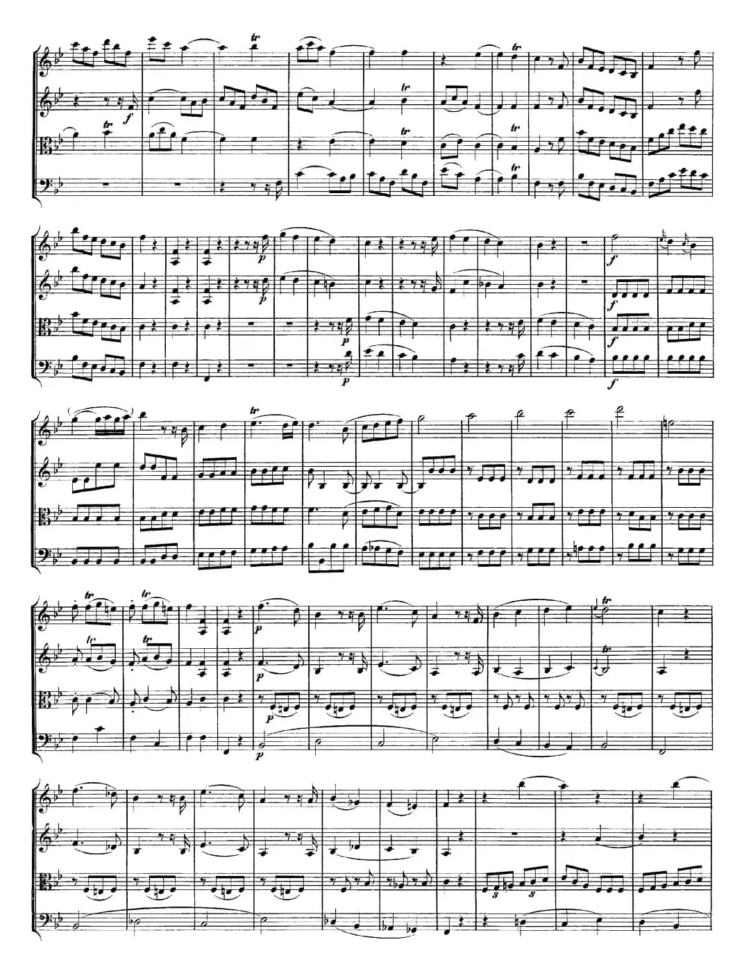 Mozart《Quartet No.12 in Bb Major,K.172》（总谱）