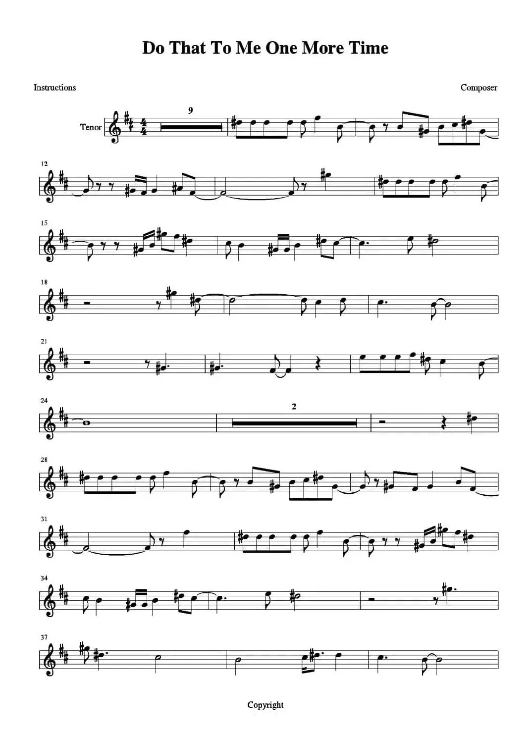 DO THAT TO ME ONE MORE TIME（次中音萨克斯）