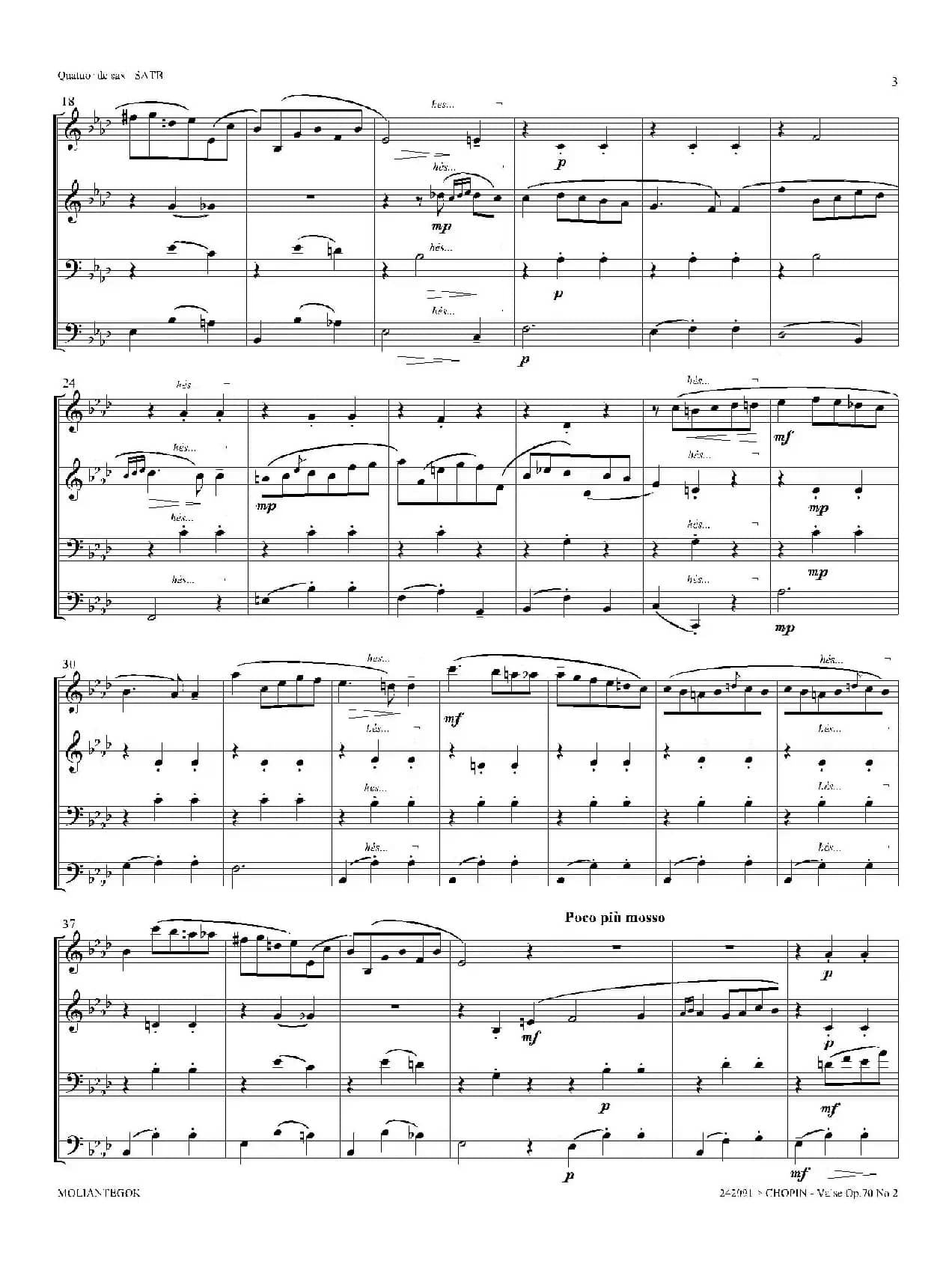 f小调圆舞曲 Op.70 No.2（四重奏总谱）