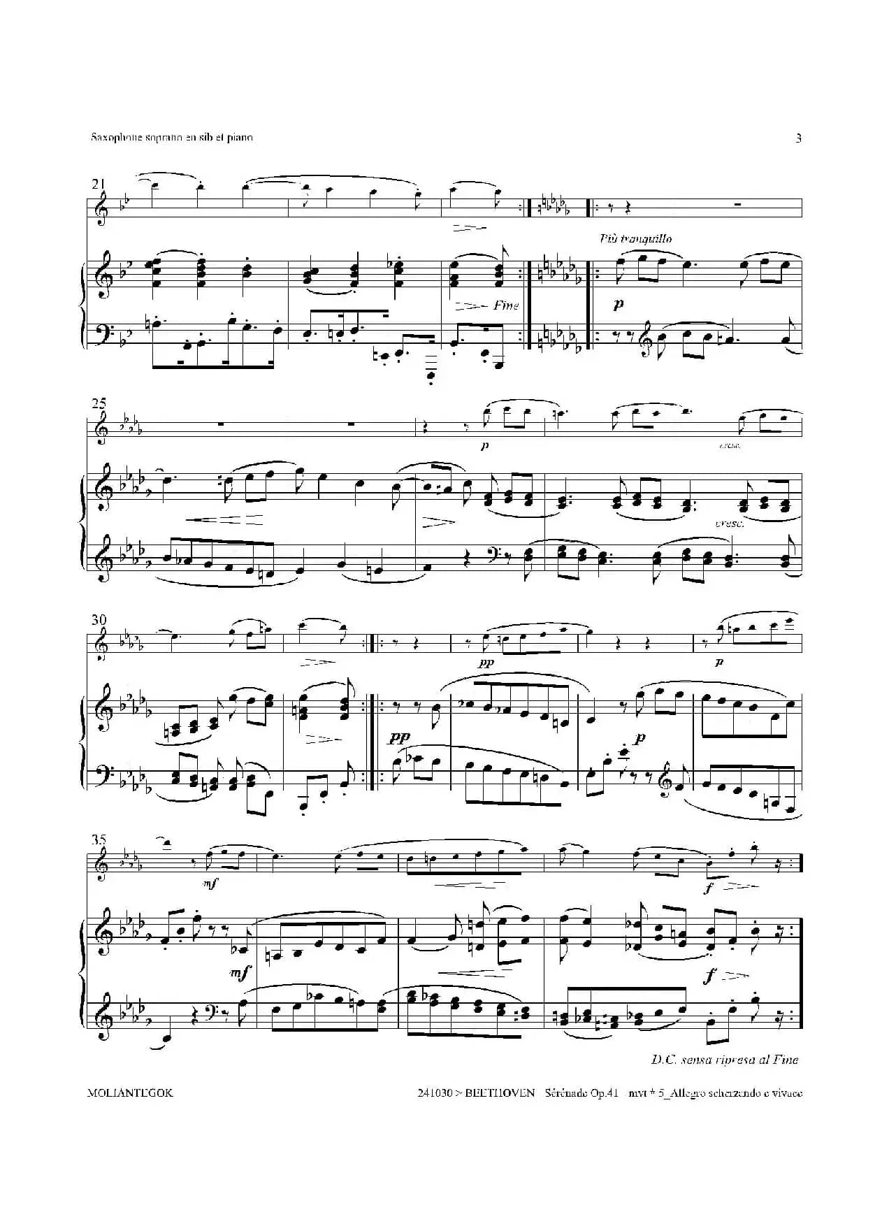 小夜曲 Op.41（高音萨克斯+钢琴伴奏）