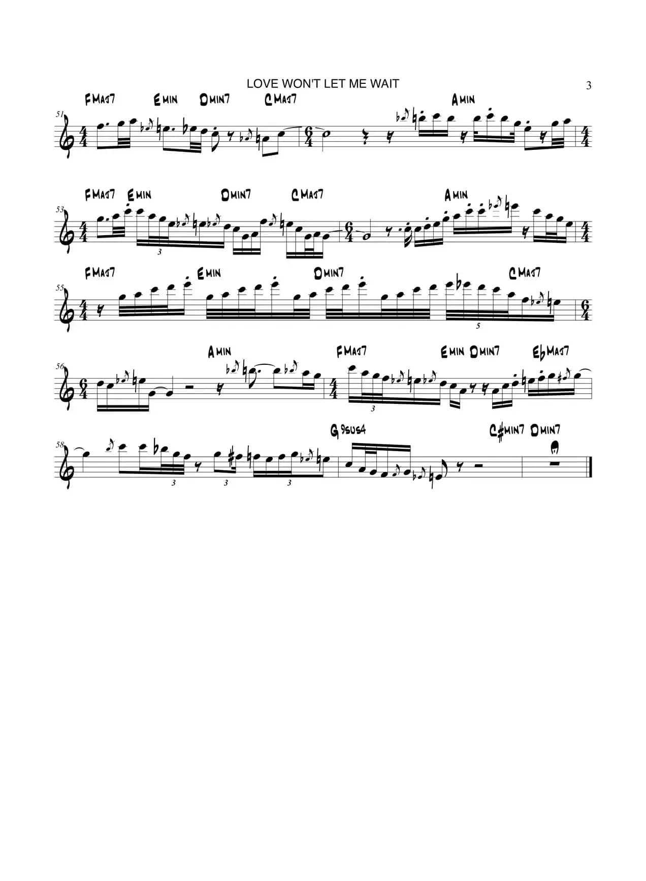 Love Wont Let Me Wait（次中音萨克斯）