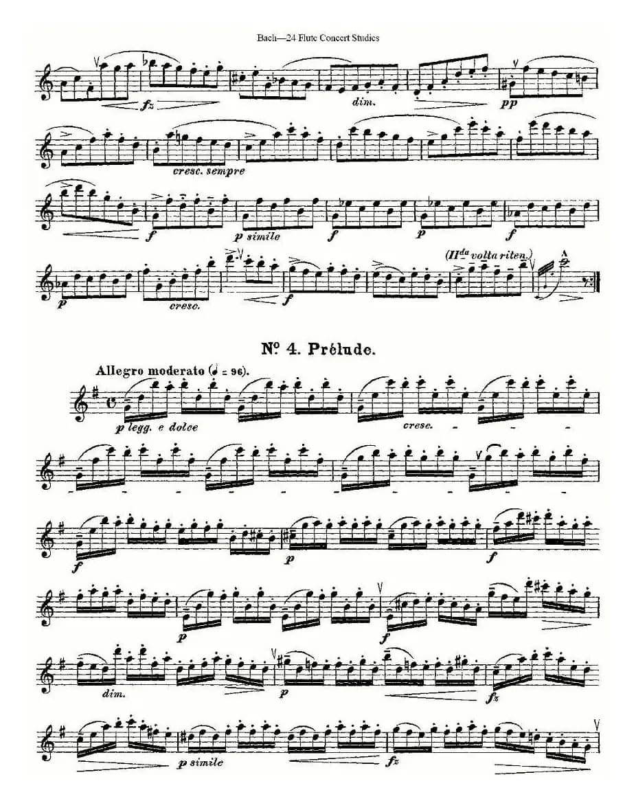 Bach-24 Flutc Concert Studies 之1—5（巴赫—24首长笛音乐会练习曲）