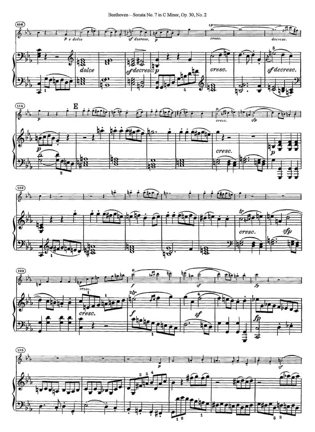 Violin Sonata No.7 in C Minor Op.30 No.2（小提琴+钢琴伴奏）