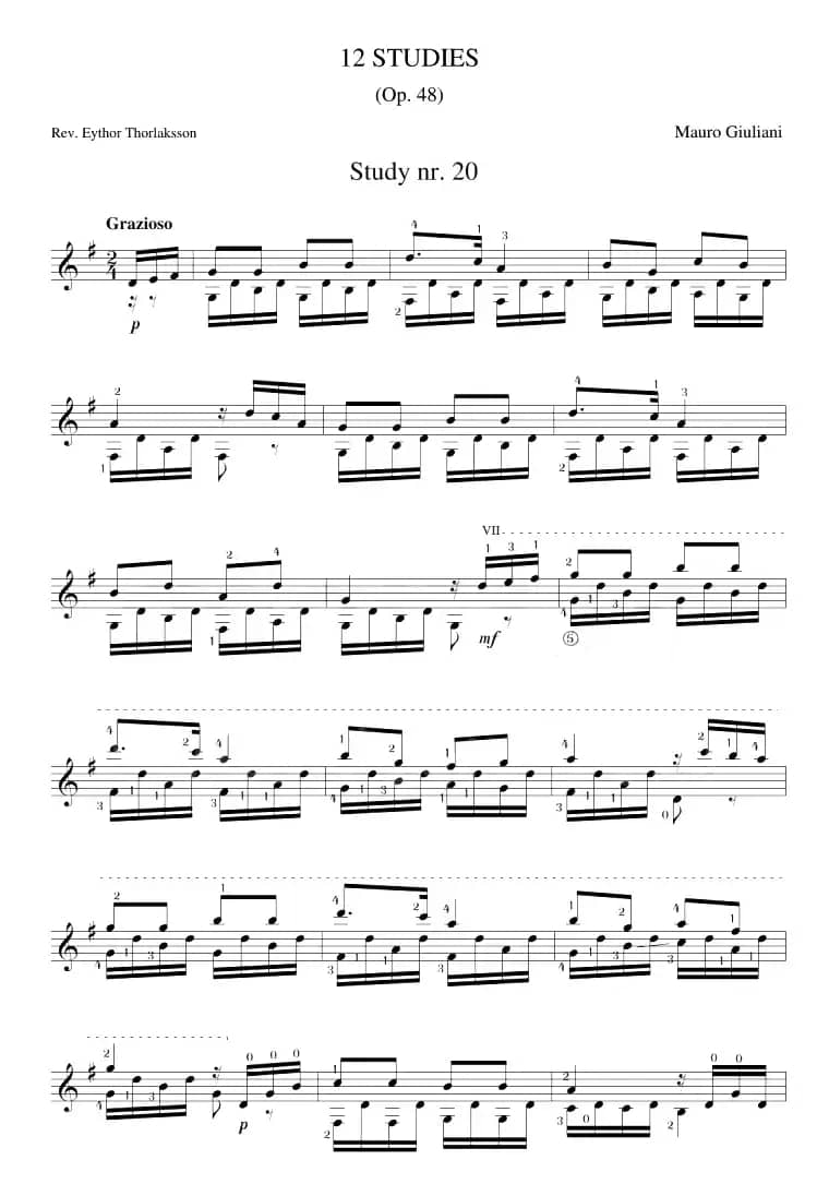 Mauro Giuliani《12 Studies,Op.48》（STUDY 20）