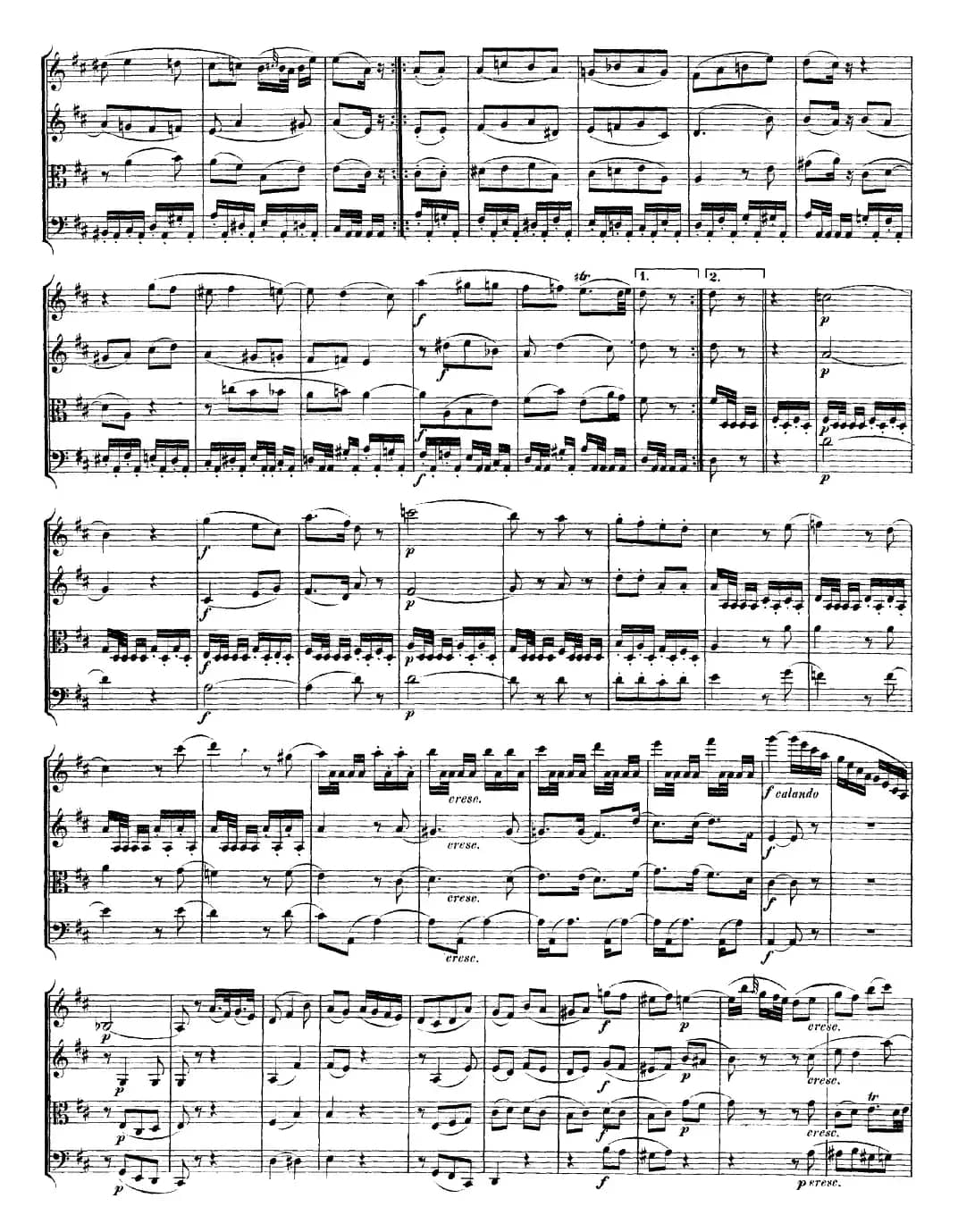 Mozart《Quartet No.18 in A Major,K.464》（总谱）