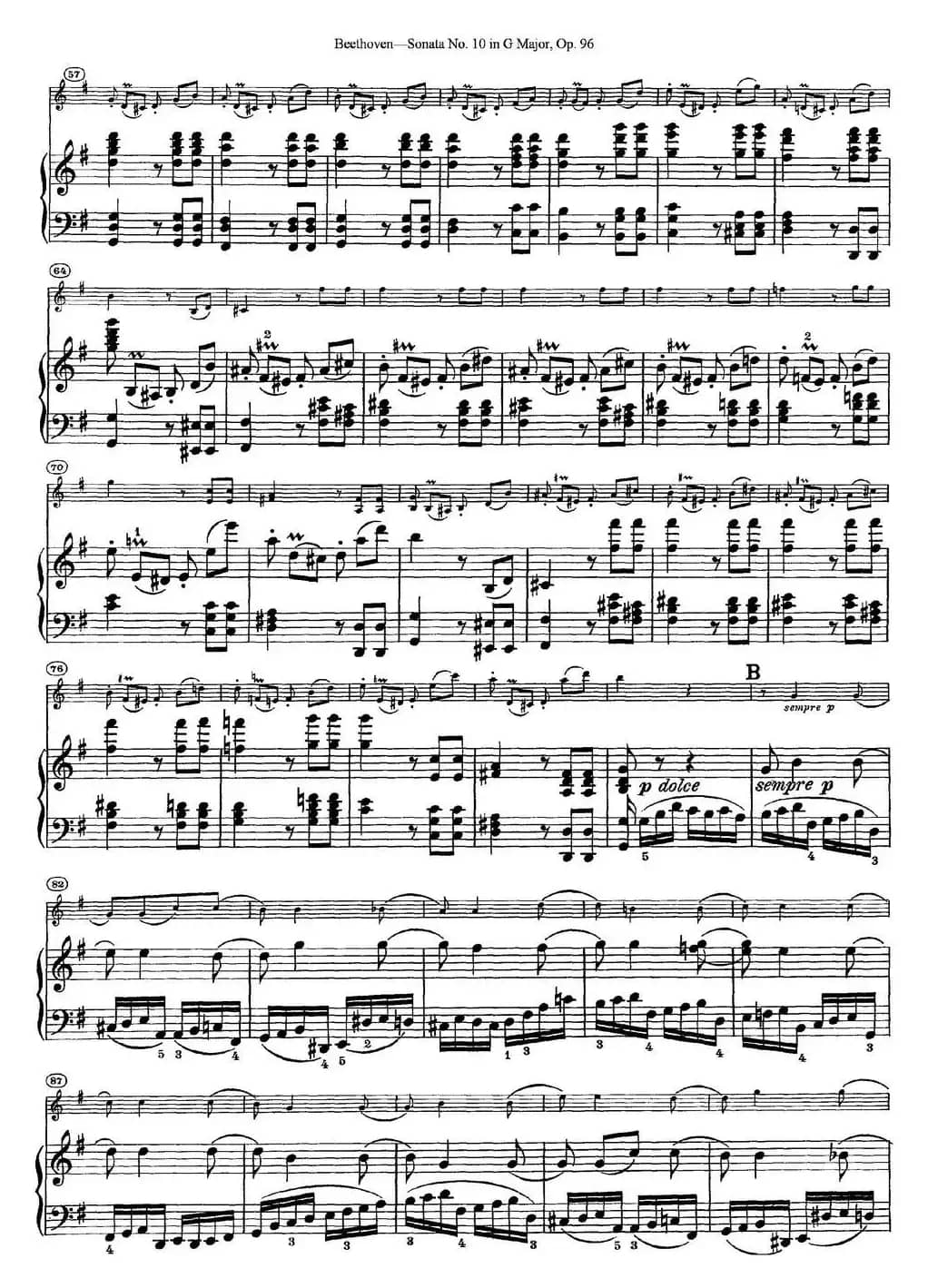Violin Sonata No.10 in G Major Op.96（小提琴+钢琴伴奏）