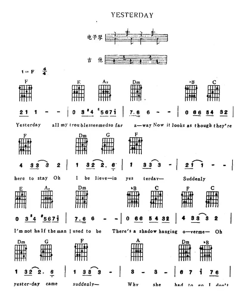 YESTERDAY（电子琴吉他弹唱）