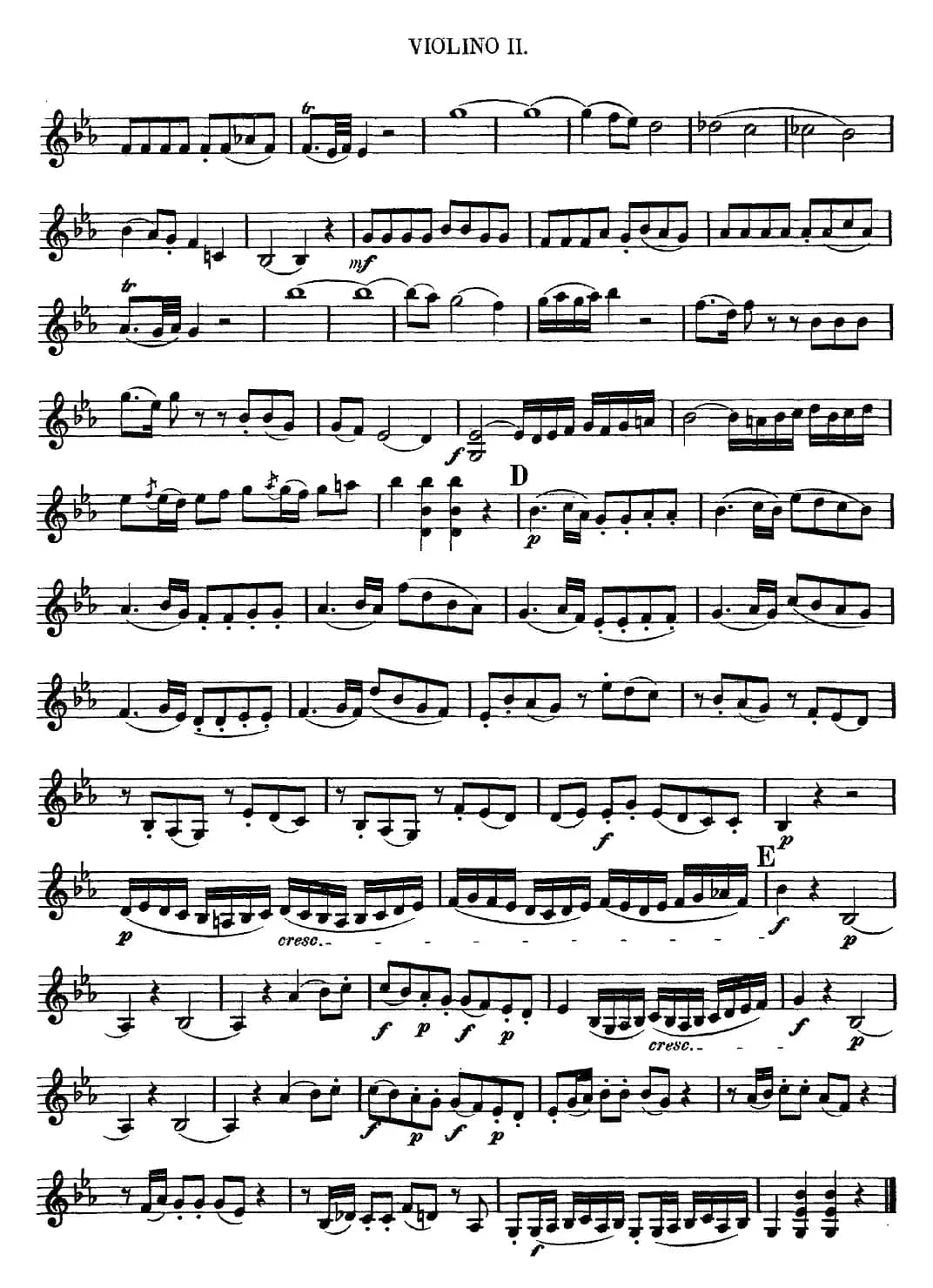 Mozart《Quartet No.7 in Eb Major,K.160》（Violin 2分谱）