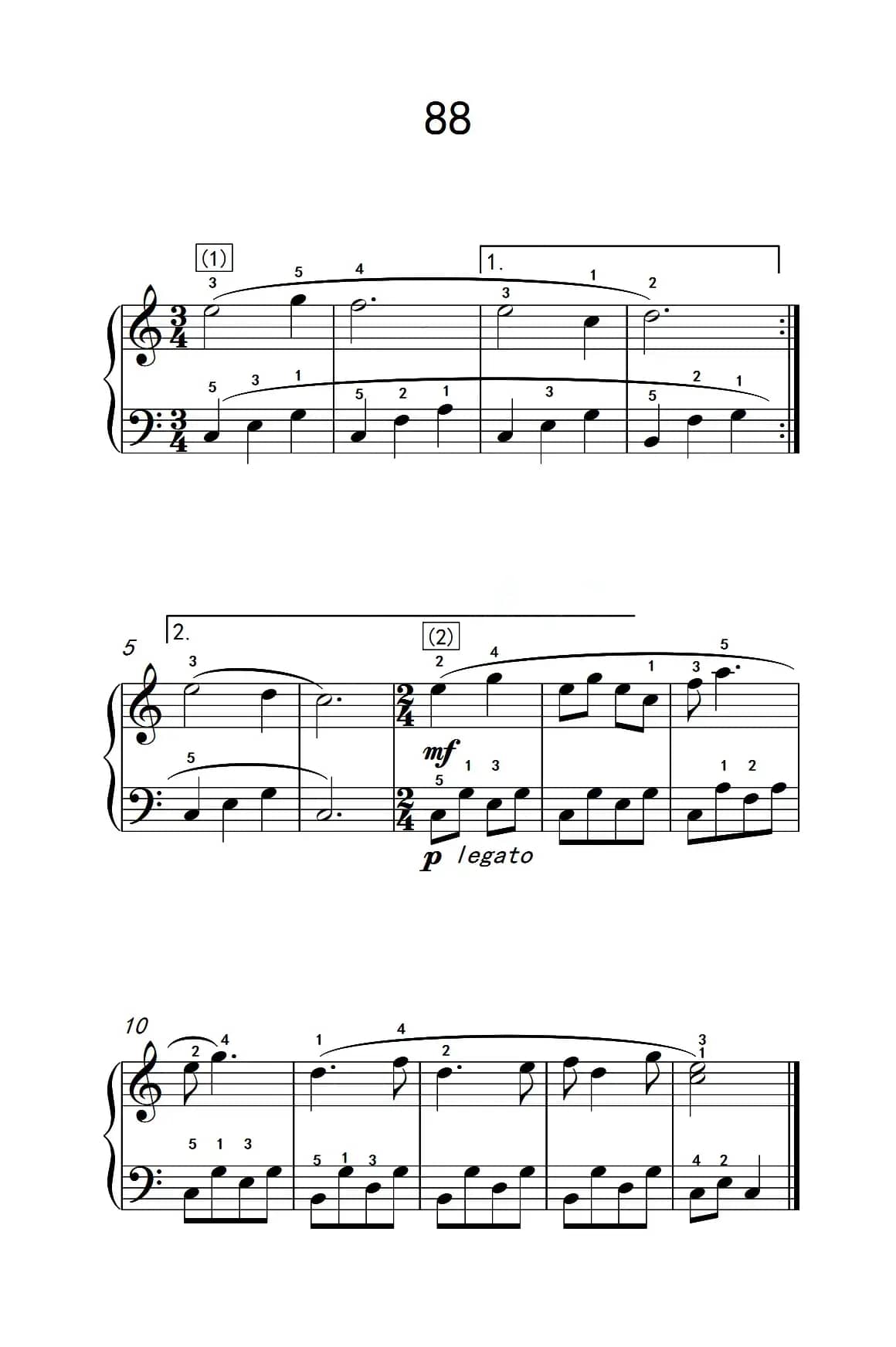 阿尔贝提固定音型伴奏练习 88（儿童钢琴手指练习 2）