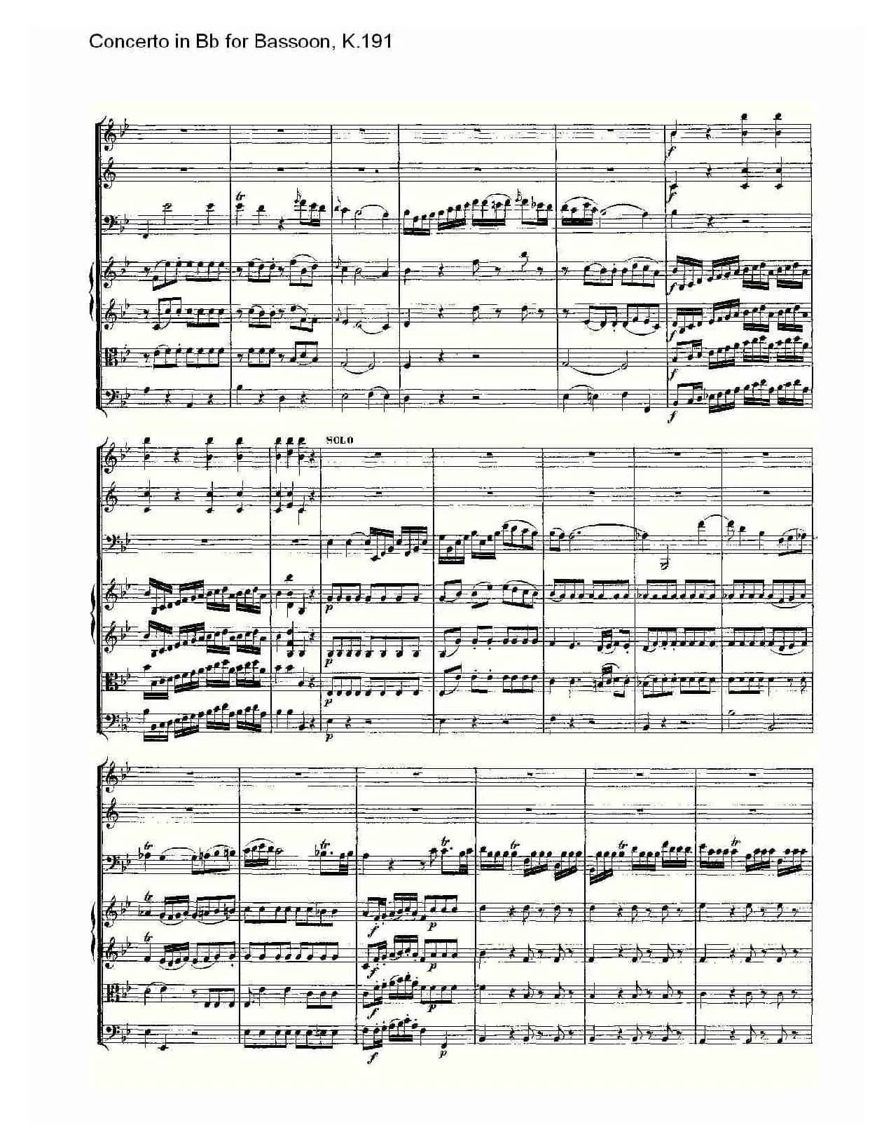 Concerto in Bb for Bassoon, K.191（降B大调大管协奏曲）