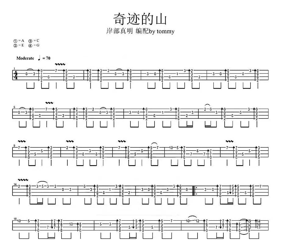 奇迹的山（尤克里里指弹谱）