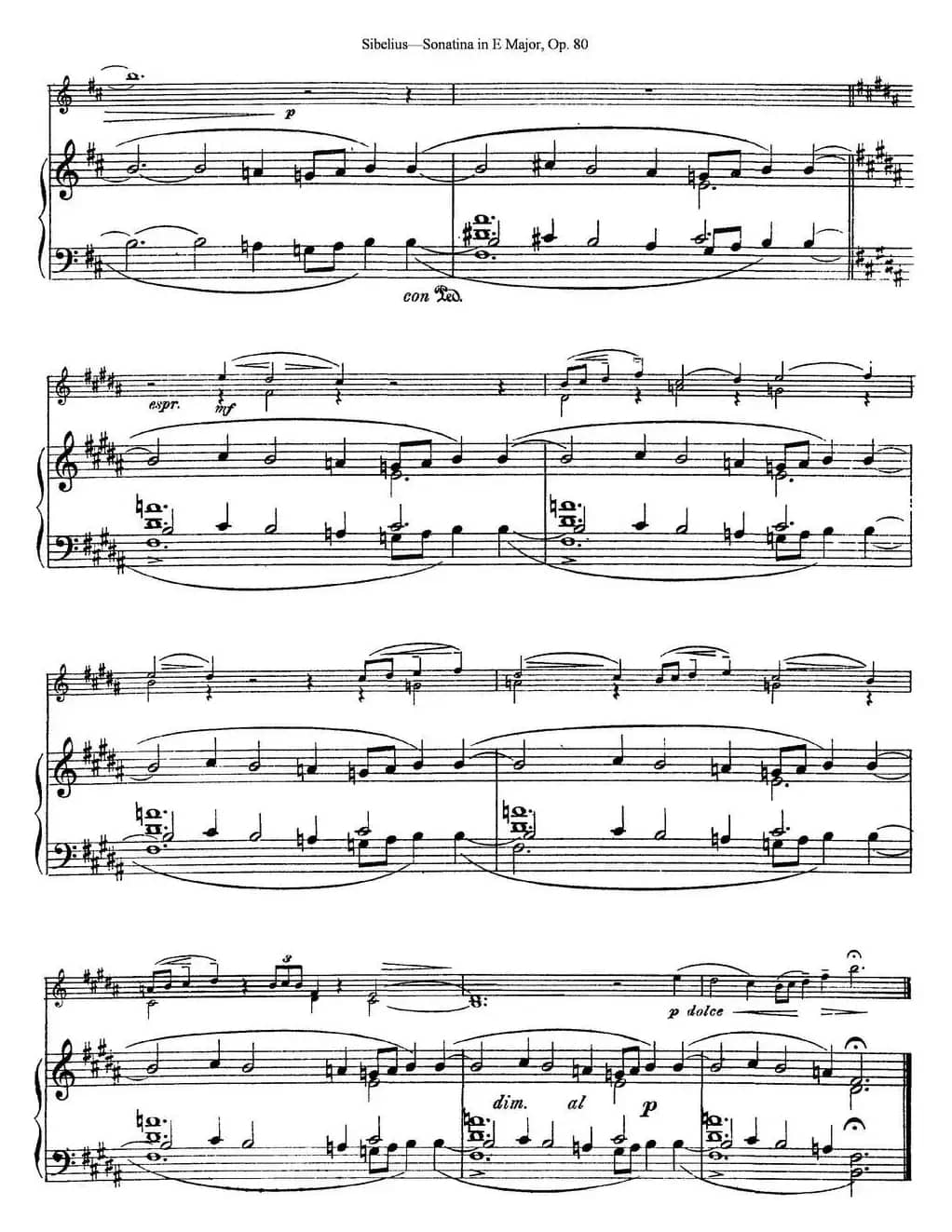 Violin Sonatina in E Major Op.80（小提琴+钢琴伴奏）