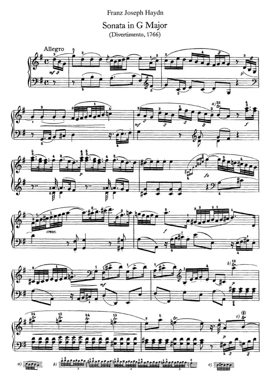 海顿 钢琴奏鸣曲 Hob XVI 6 Partita G major