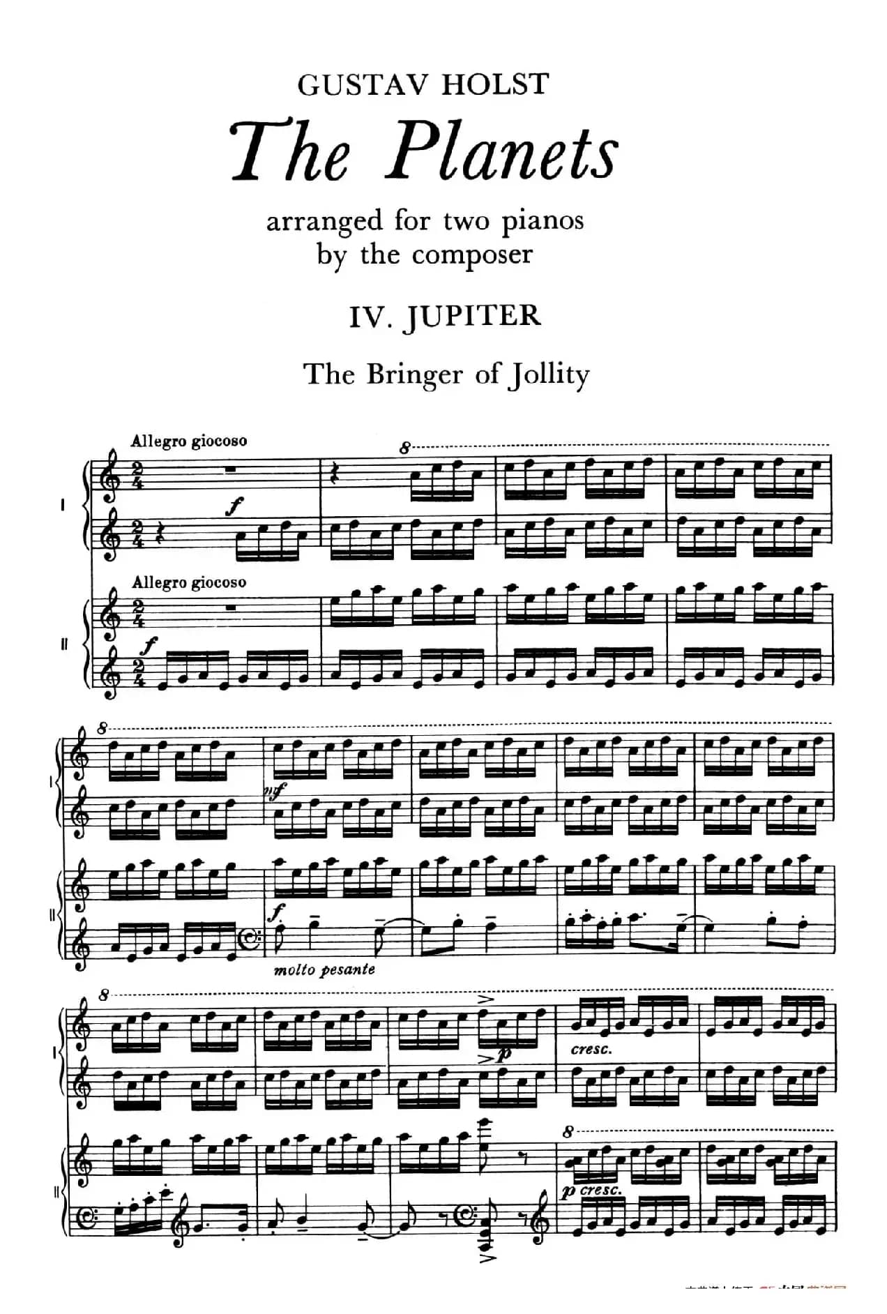 The Planets Op.32（双钢琴）（行星·第四乐章 木星—欢乐使者）