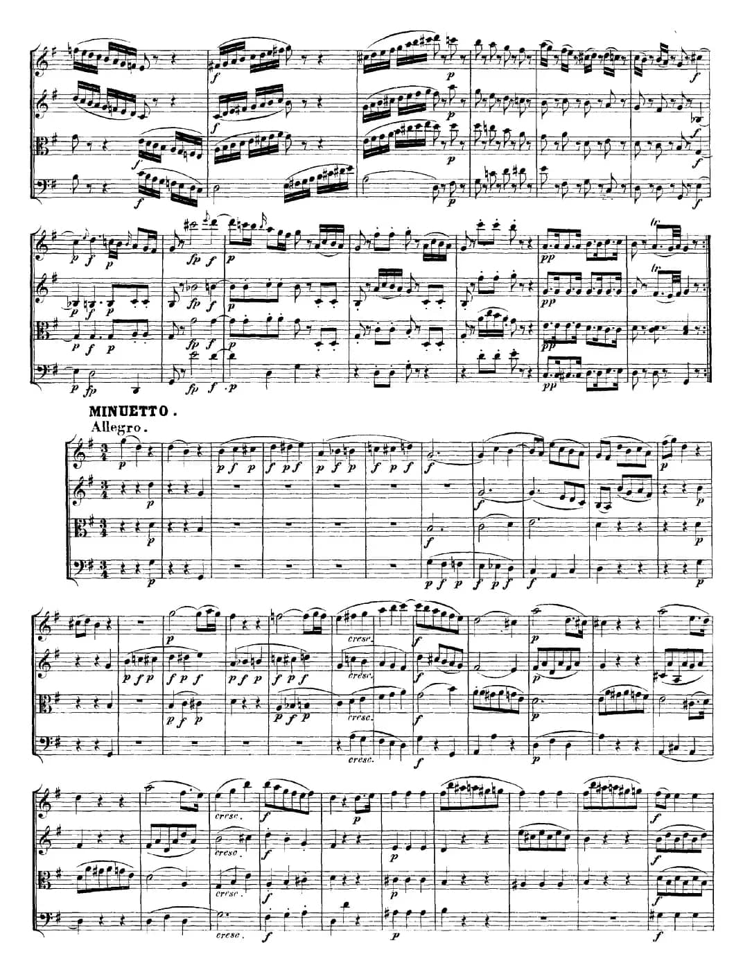 Mozart《Quartet No.14 in G Major,K.387》（总谱）