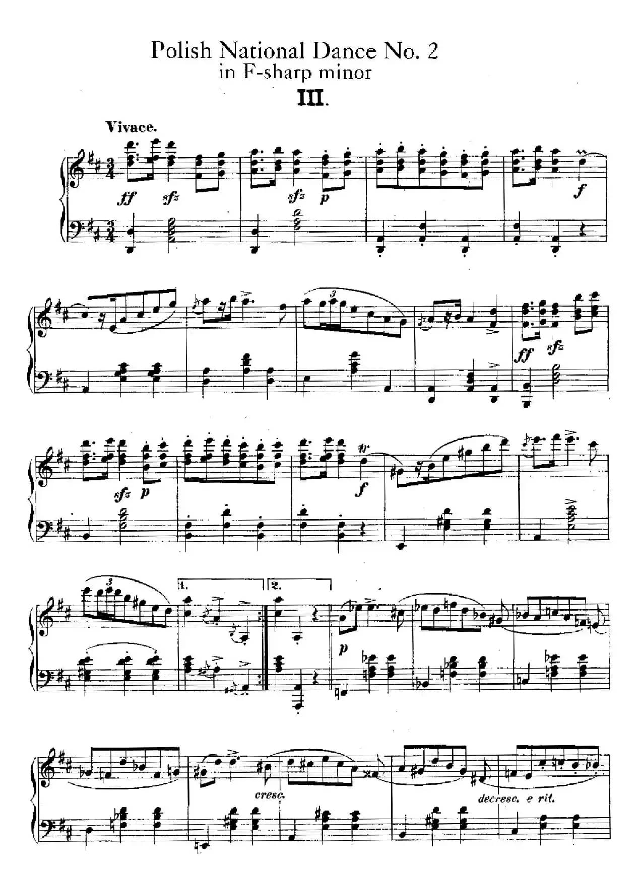 Five Polish National Dance Op.3（5首波兰民族舞曲 No.3）