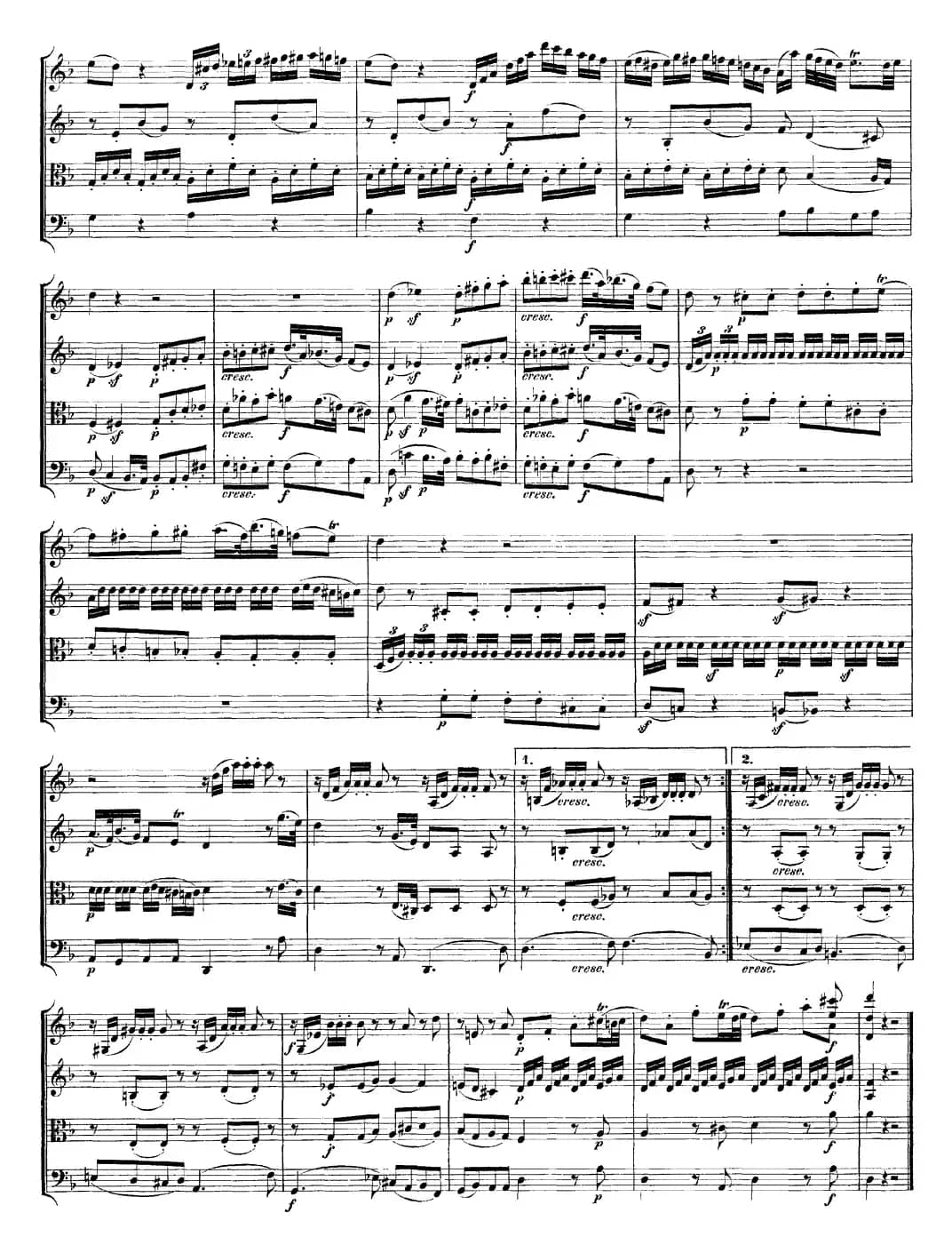 Mozart《Quartet No.15 in D Minor,K.421》（总谱）