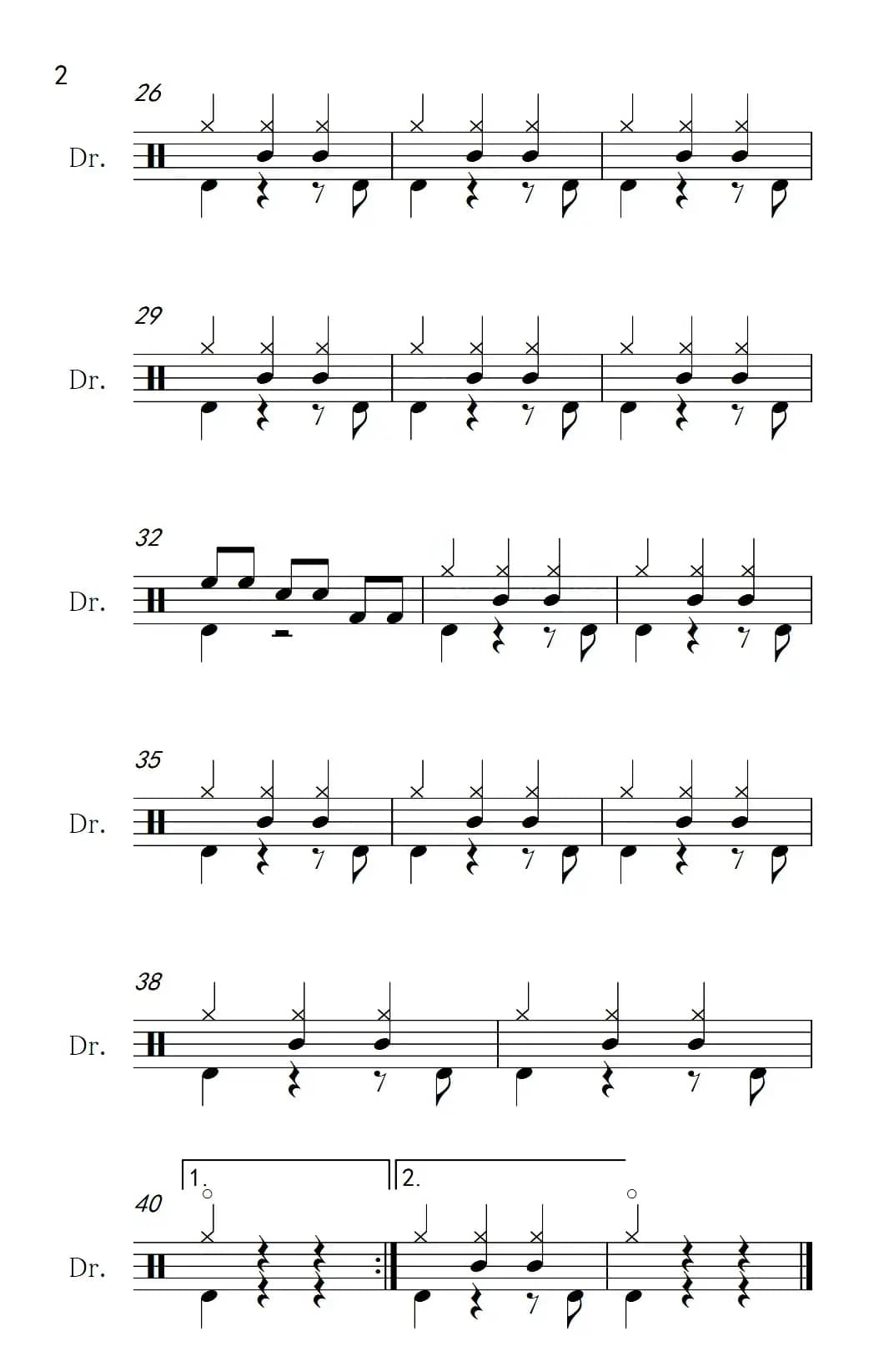 [英]绿袖子（架子鼓谱）