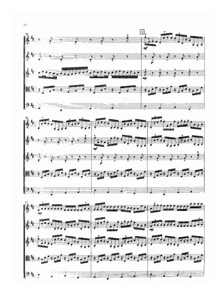 卡农曲（弦乐五重奏总谱）