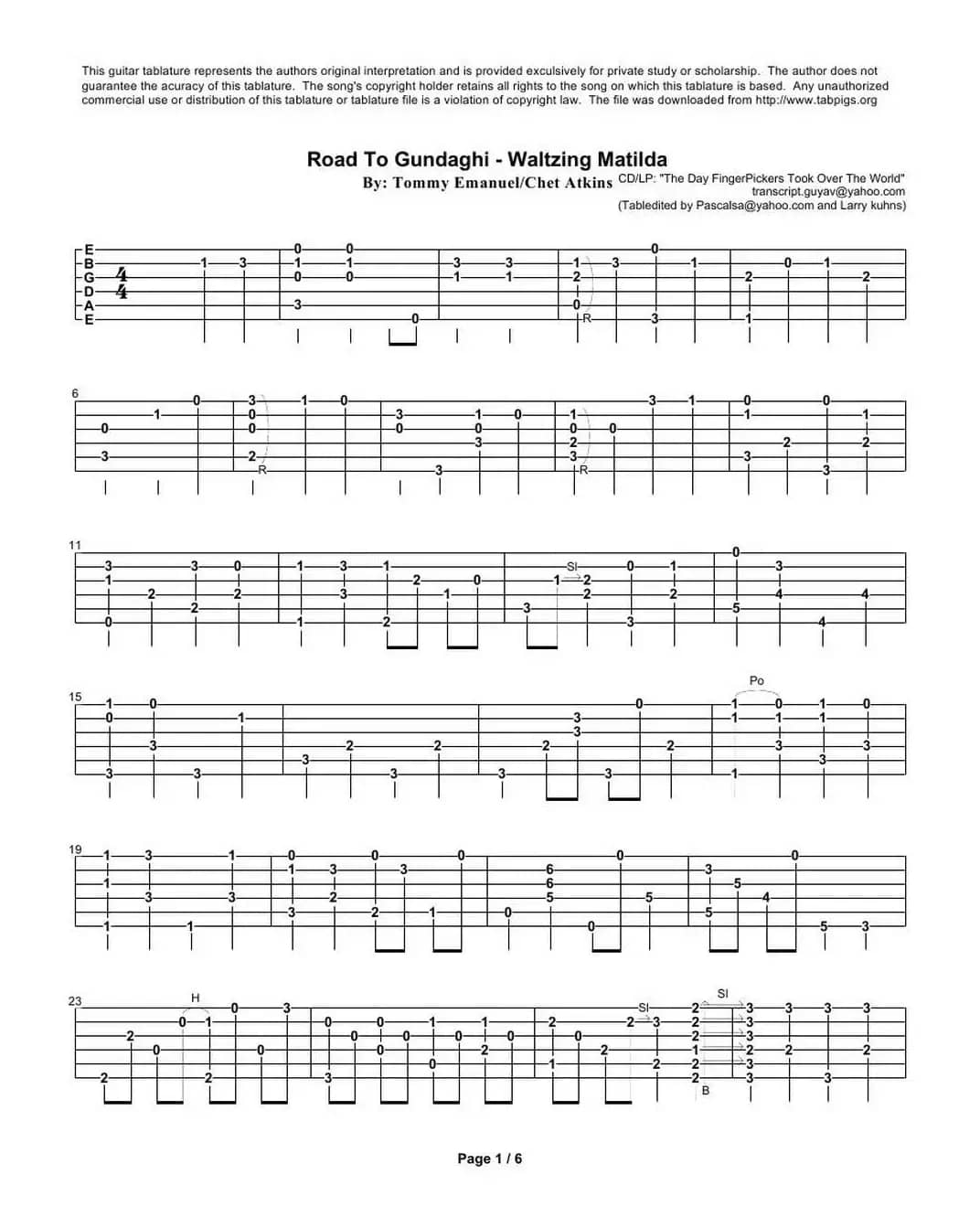 tommy emmanuel： road to gundaghi waltzing matilda（指弹吉它）