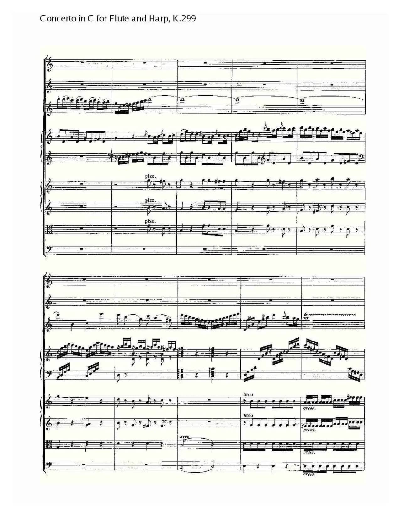 C调长笛与竖琴协奏曲, K.299（一）